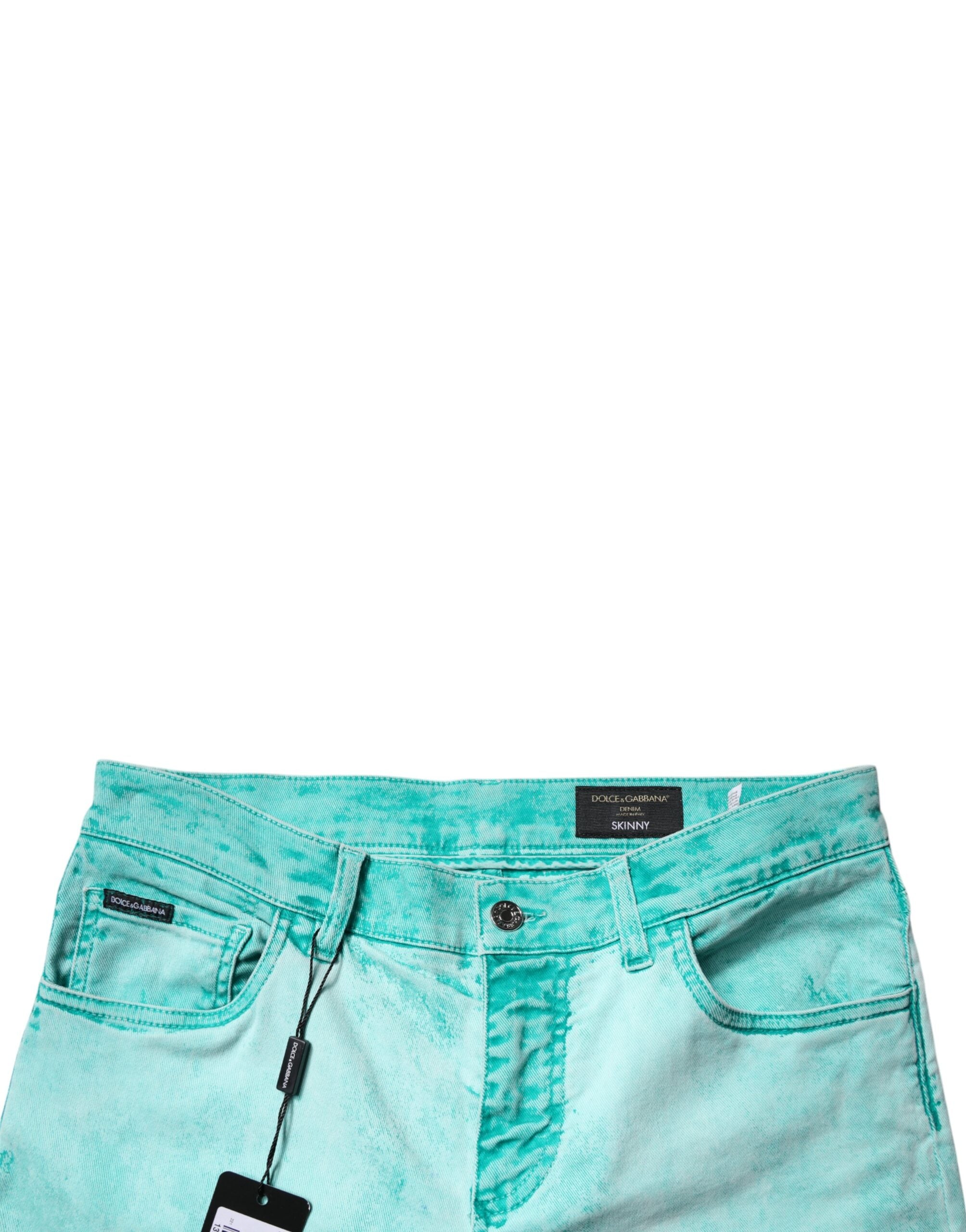 Dolce & Gabbana Green Tie Dye Cotton Skinny Men Denim Men's Jeans