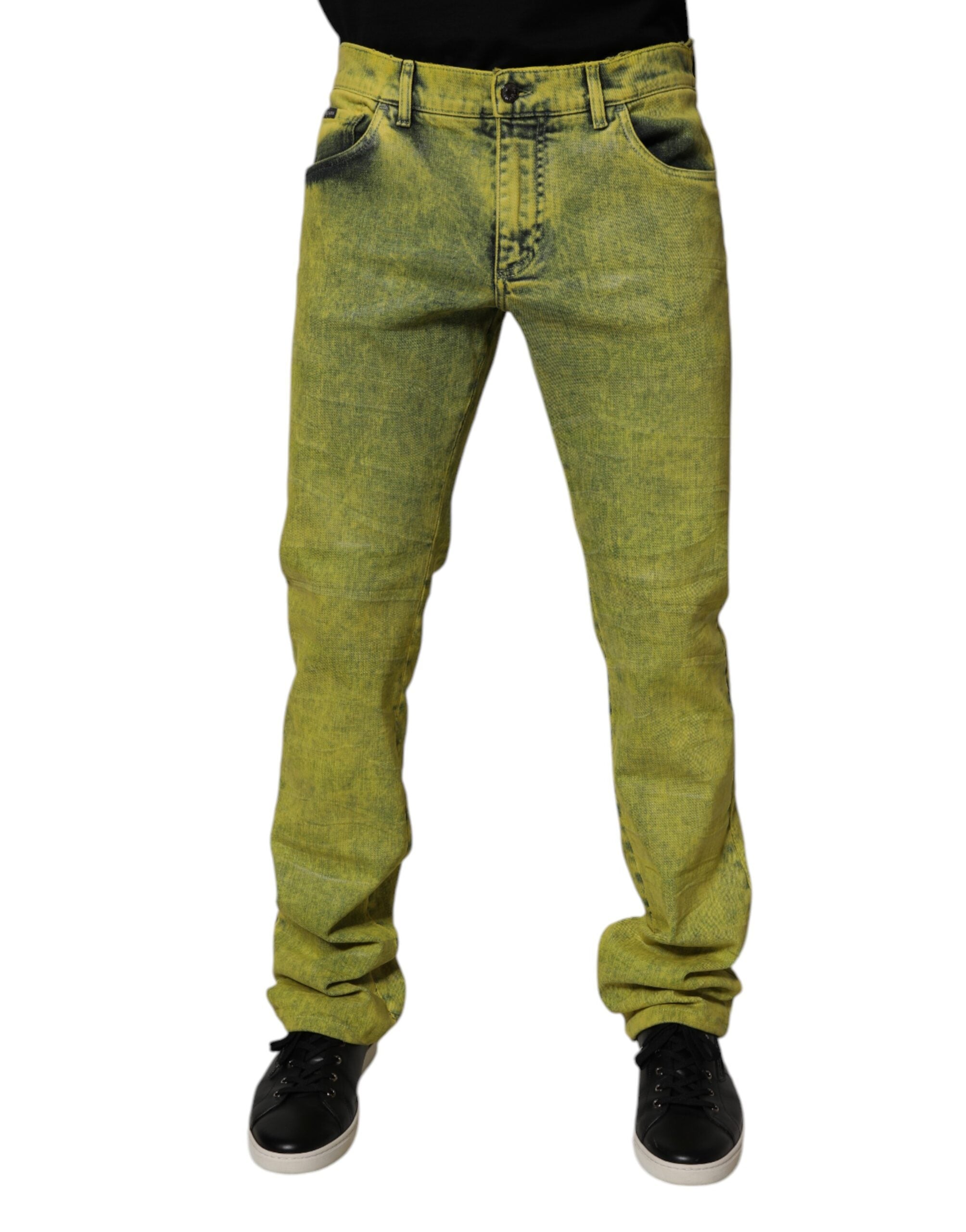 Dolce & Gabbana Yellow Cotton Stretch Skinny Men Denim Men's Jeans