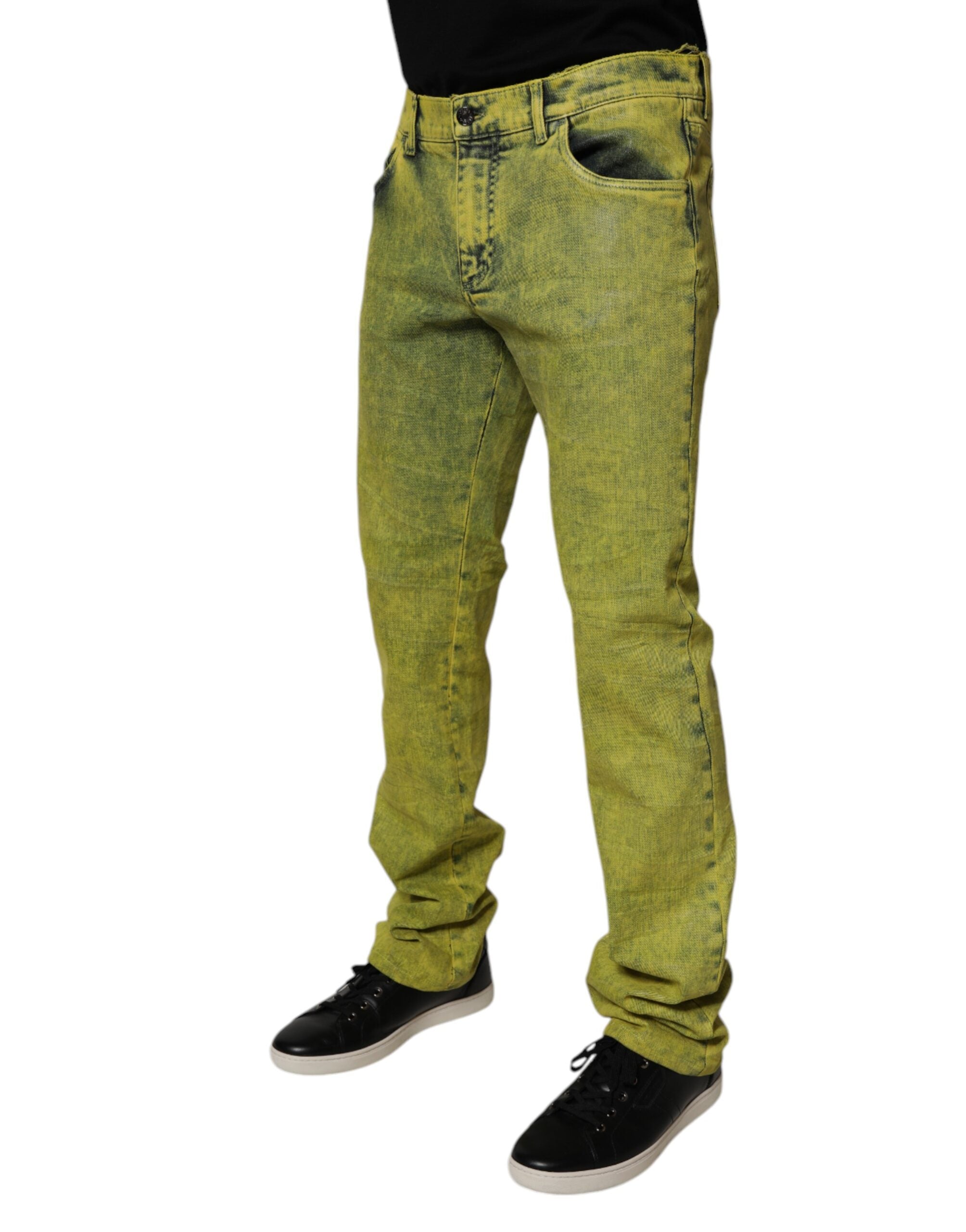 Dolce & Gabbana Yellow Cotton Stretch Skinny Men Denim Men's Jeans