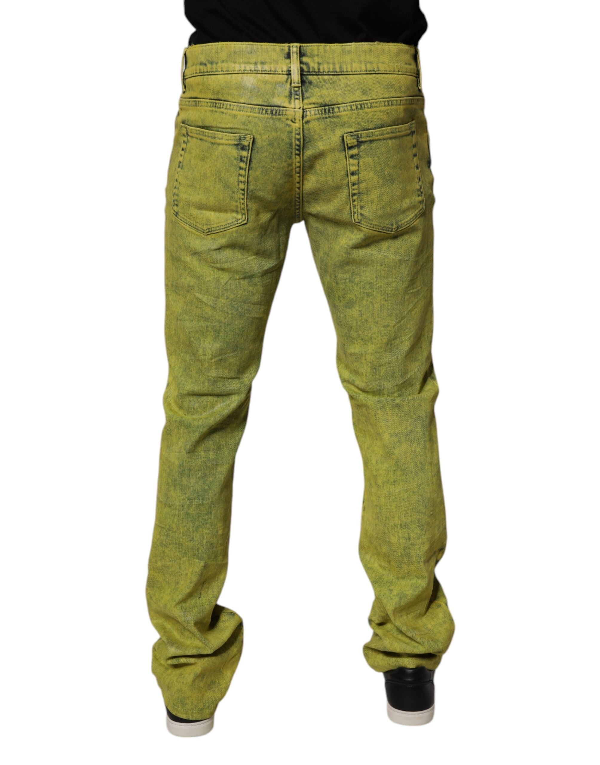 Dolce & Gabbana Yellow Cotton Stretch Skinny Men Denim Men's Jeans