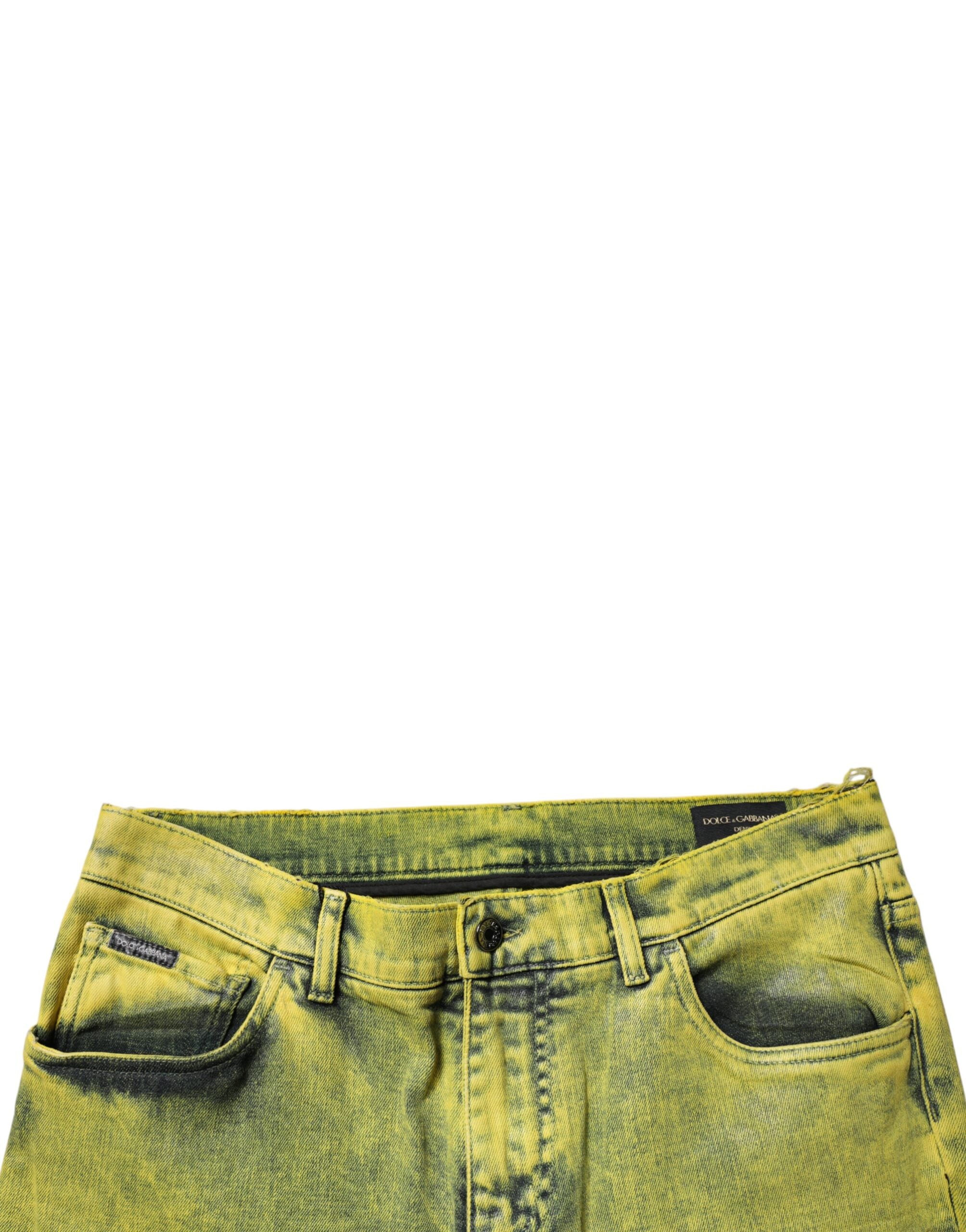Dolce & Gabbana Yellow Cotton Stretch Skinny Men Denim Men's Jeans