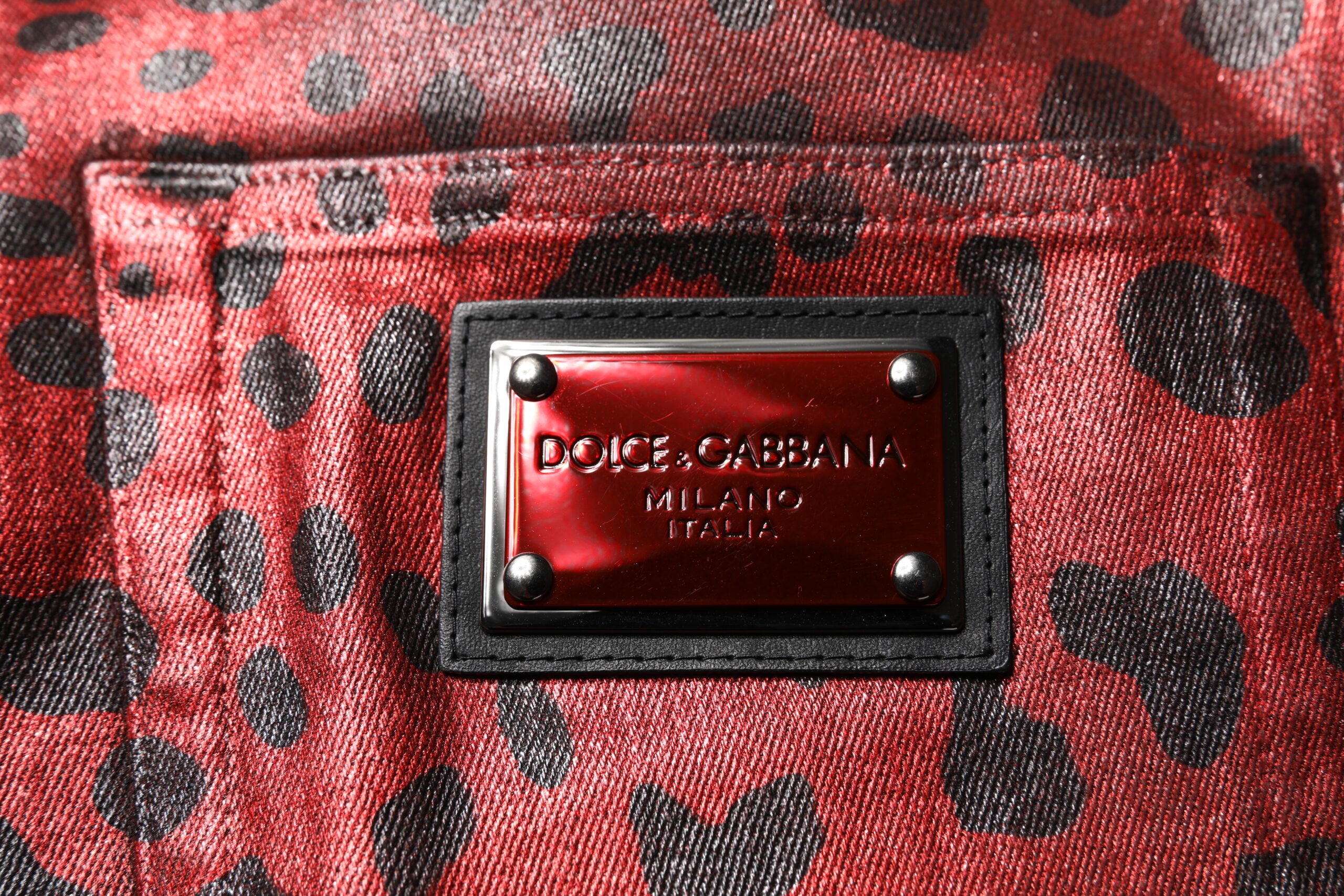 Dolce & Gabbana Red Leopard Cotton Straight Men Denim Men's Jeans