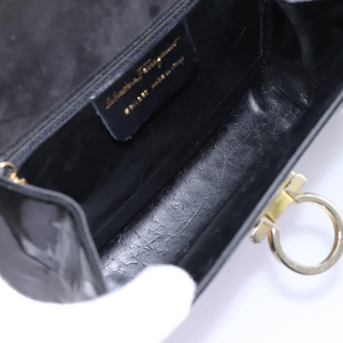 Salvatore Ferragamo Gancini Flap Patent Leather Black Patent_Leather Shoulder Bag Bag (Pre-Owned)