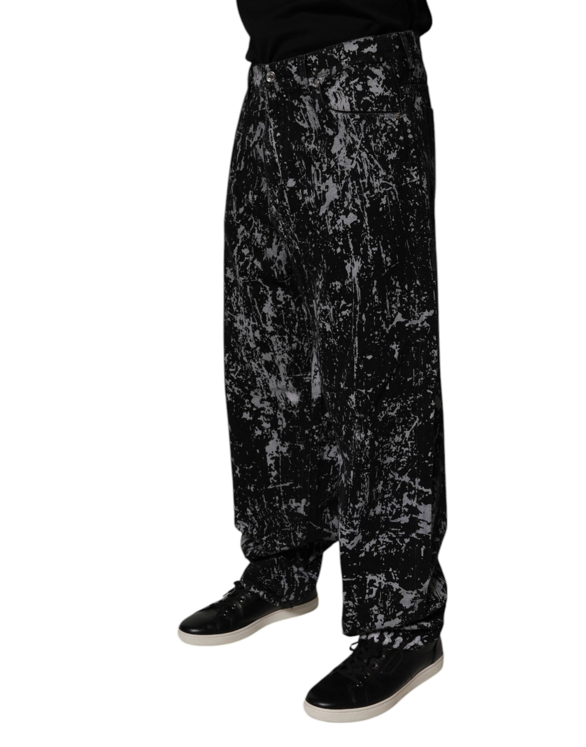 Dolce & Gabbana Dark Gray Tie Dye Cotton Straight Men Denim Men's Jeans