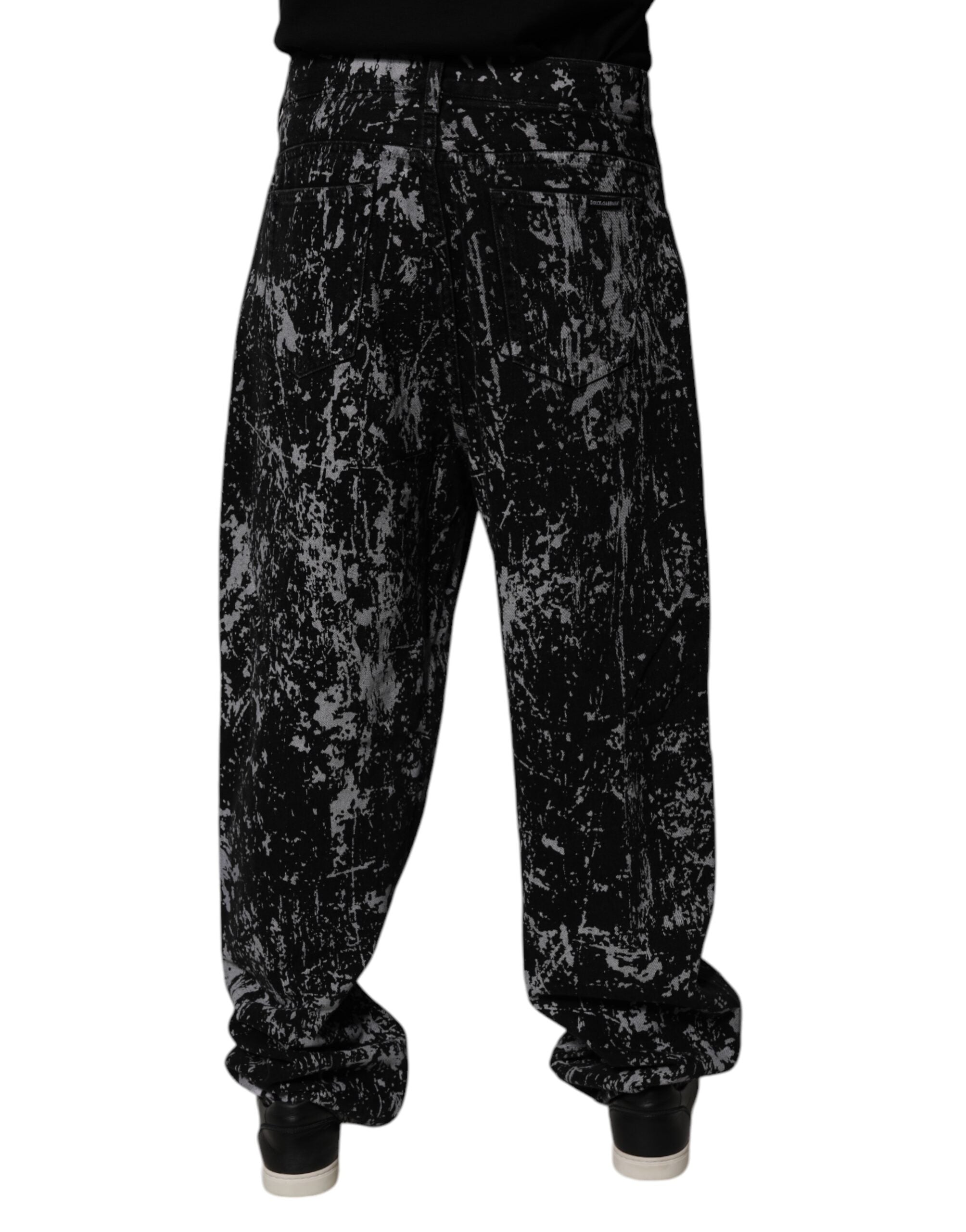 Dolce & Gabbana Black Tie Dye Cotton Straight Men Denim Men's Jeans