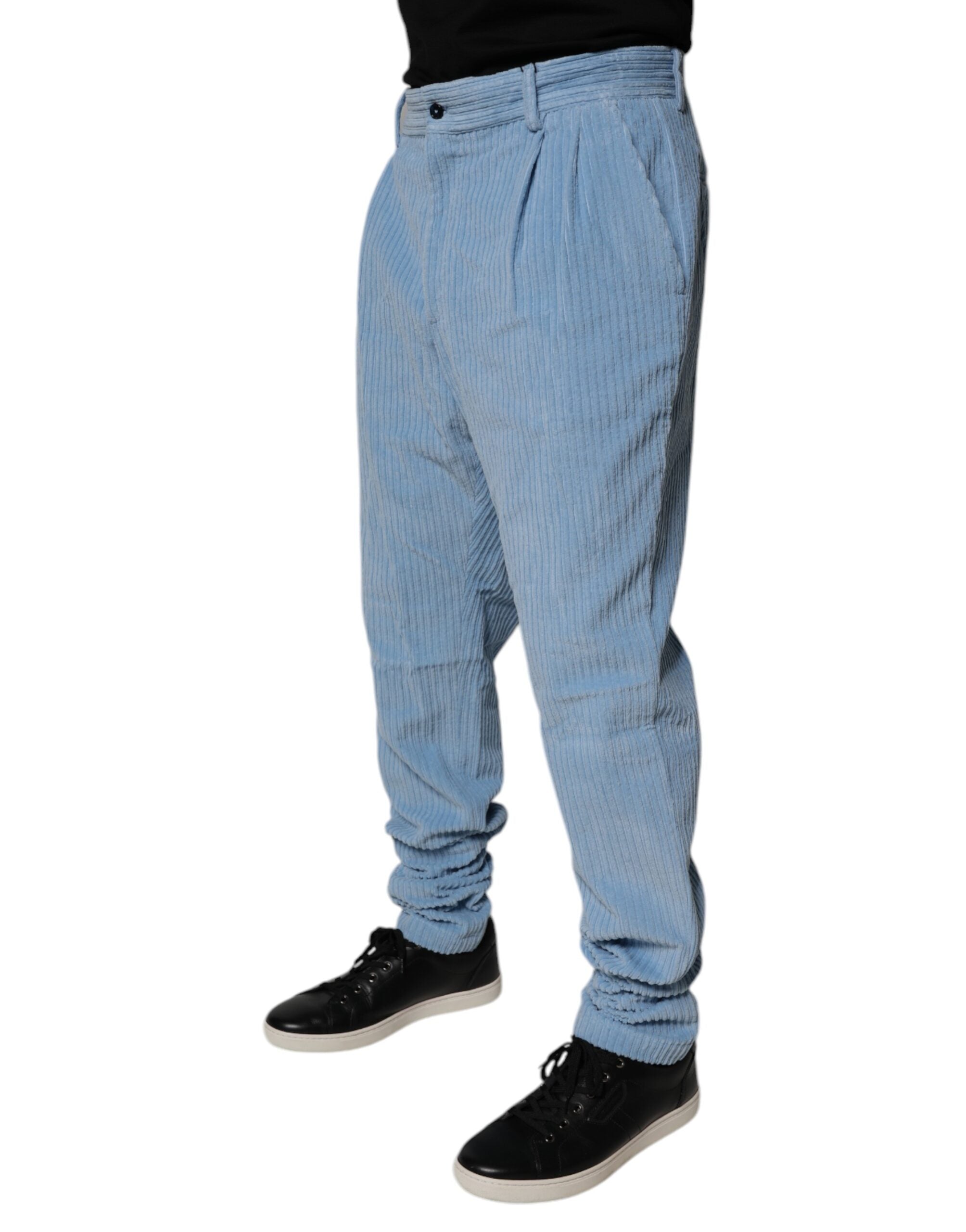 Dolce & Gabbana Light Blue Corduroy Cotton Skinny Denim Men's Jeans