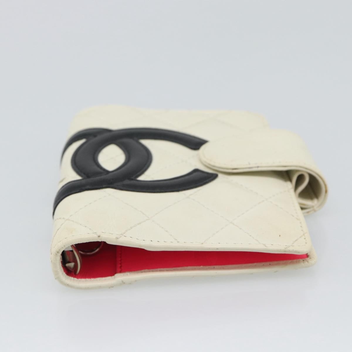 Chanel Cambon Zipped Pocket Quilted Lambskin White Leather Wallets Accessory (Pre-Owned)