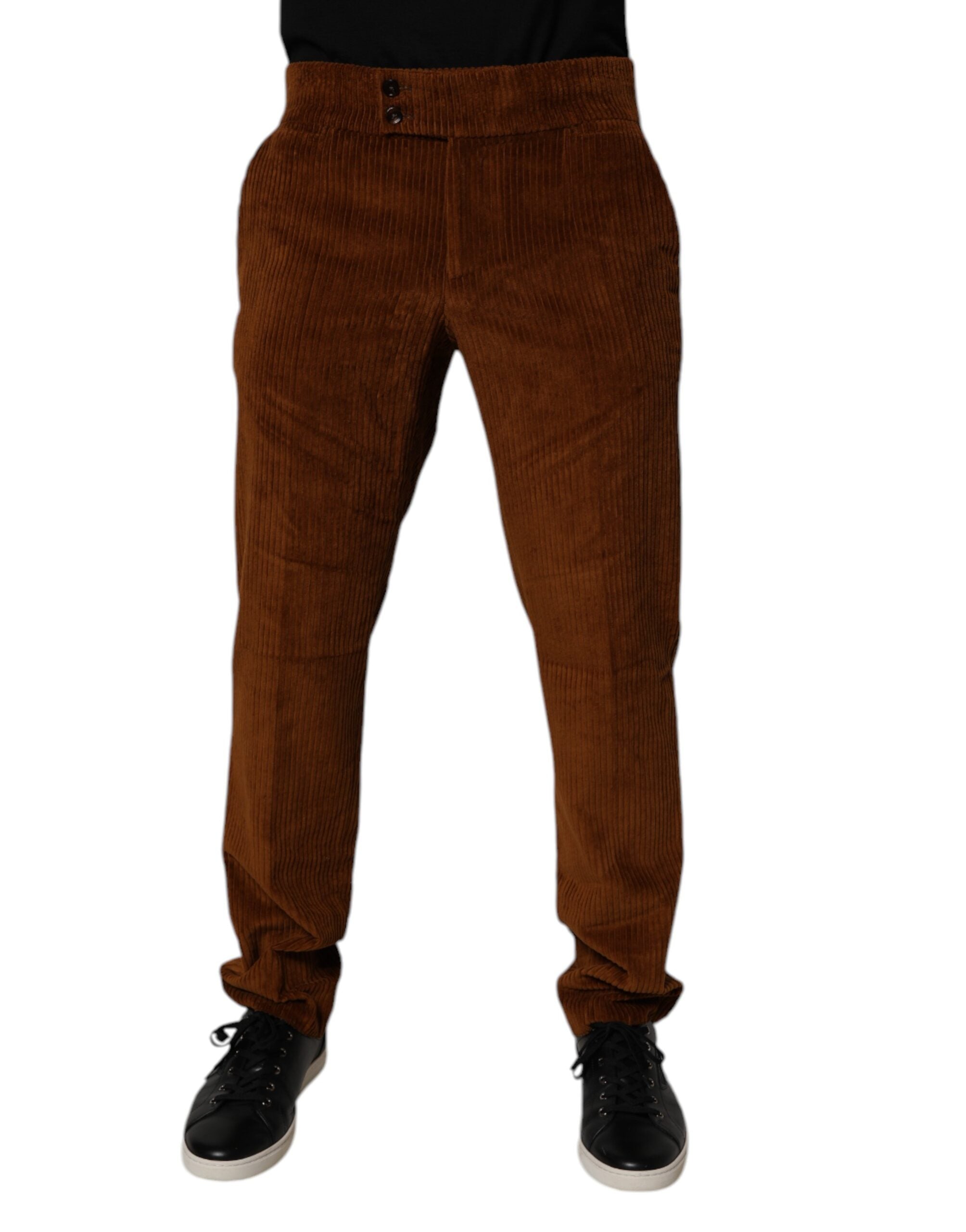 Dolce & Gabbana Dark Brown Corduroy Cotton Skinny Denim Men's Jeans
