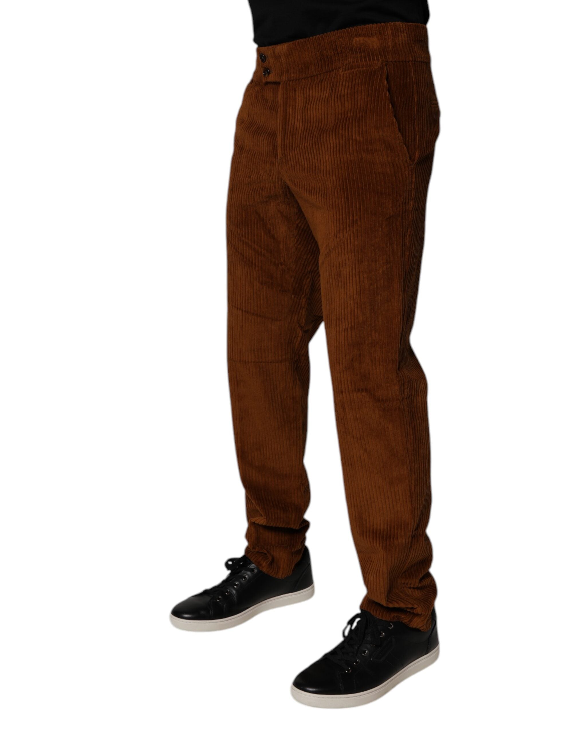 Dolce & Gabbana Dark Brown Corduroy Cotton Skinny Denim Men's Jeans