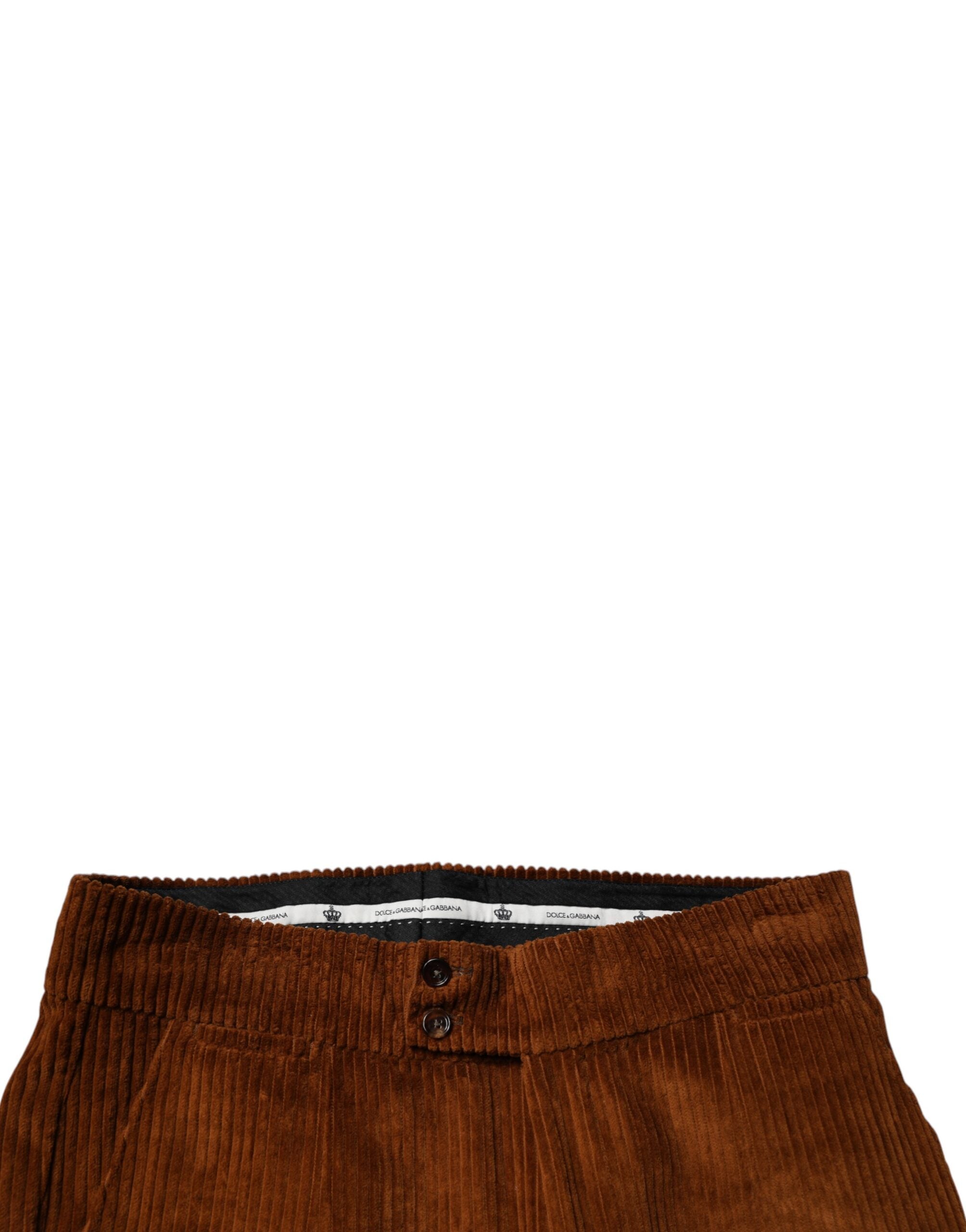 Dolce & Gabbana Dark Brown Corduroy Cotton Skinny Denim Men's Jeans