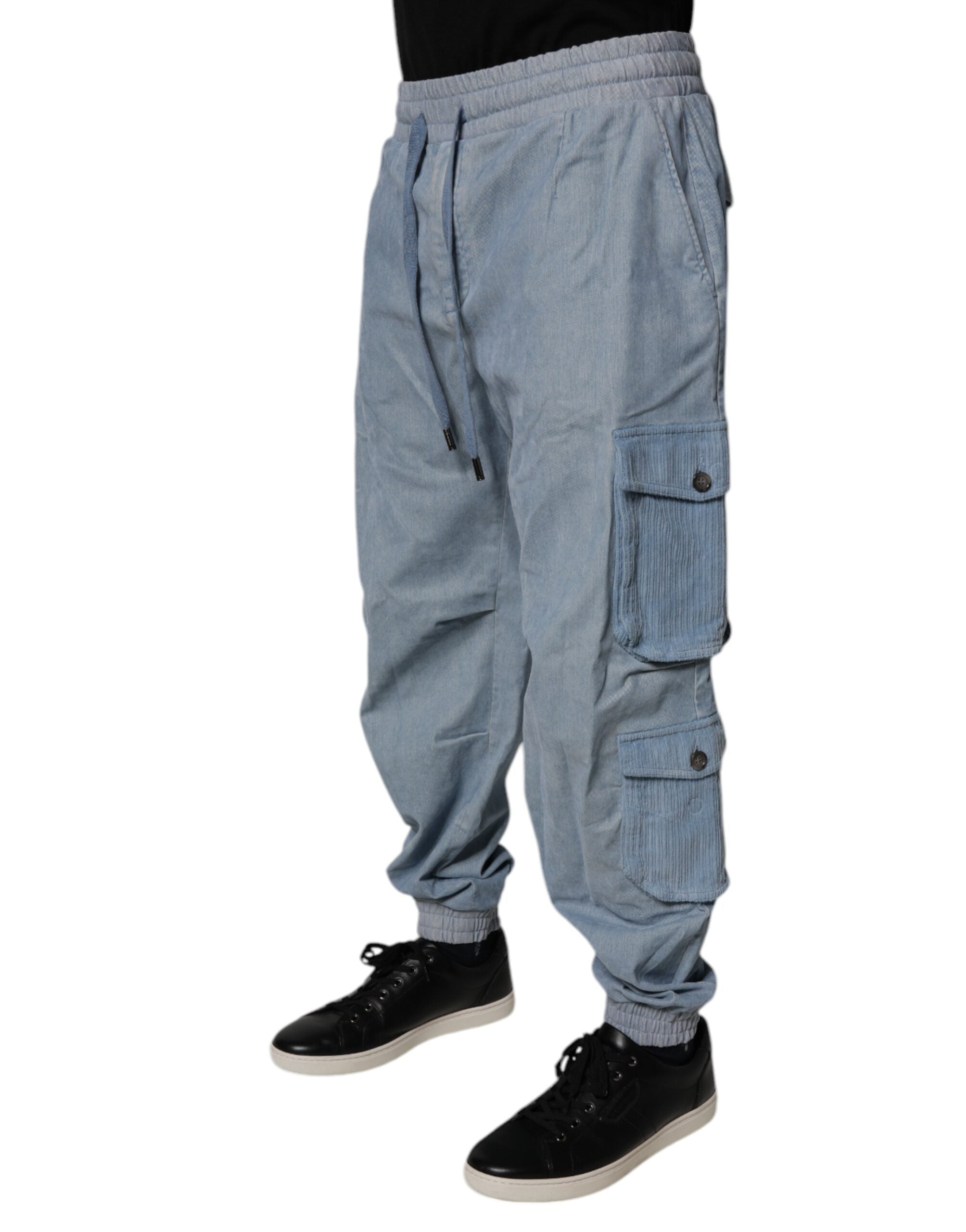 Dolce & Gabbana Light Blue Cotton Jogger Cargo Men Denim Men's Pants