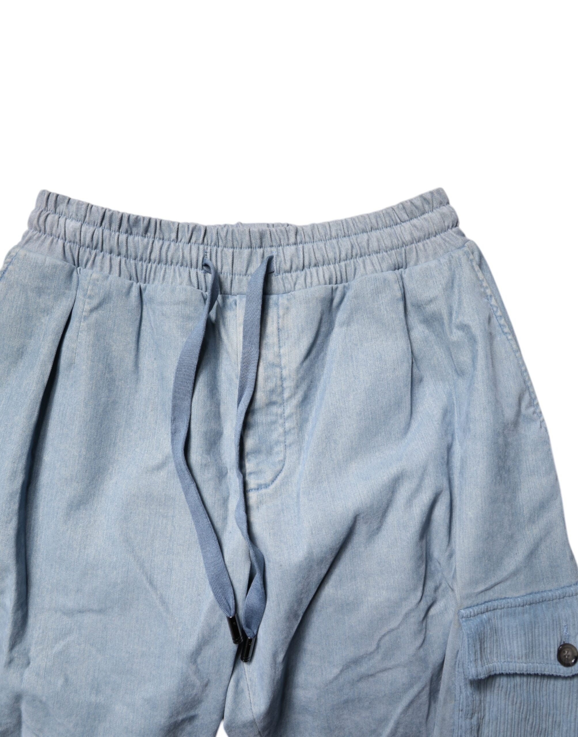 Dolce & Gabbana Light Blue Cotton Jogger Cargo Men Denim Men's Pants