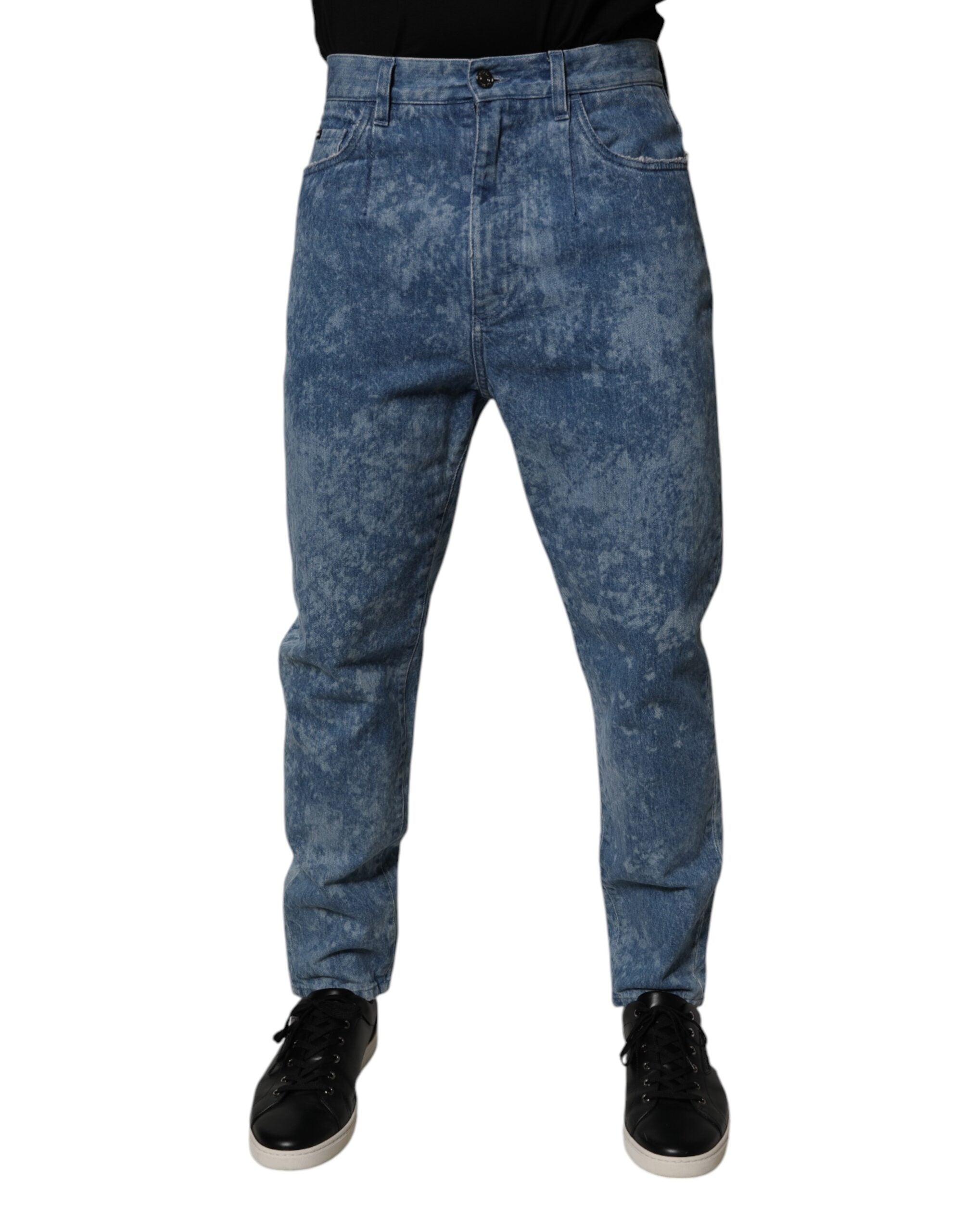 Dolce & Gabbana Blue Tie Dye Cotton Skinny Men Denim Men's Jeans