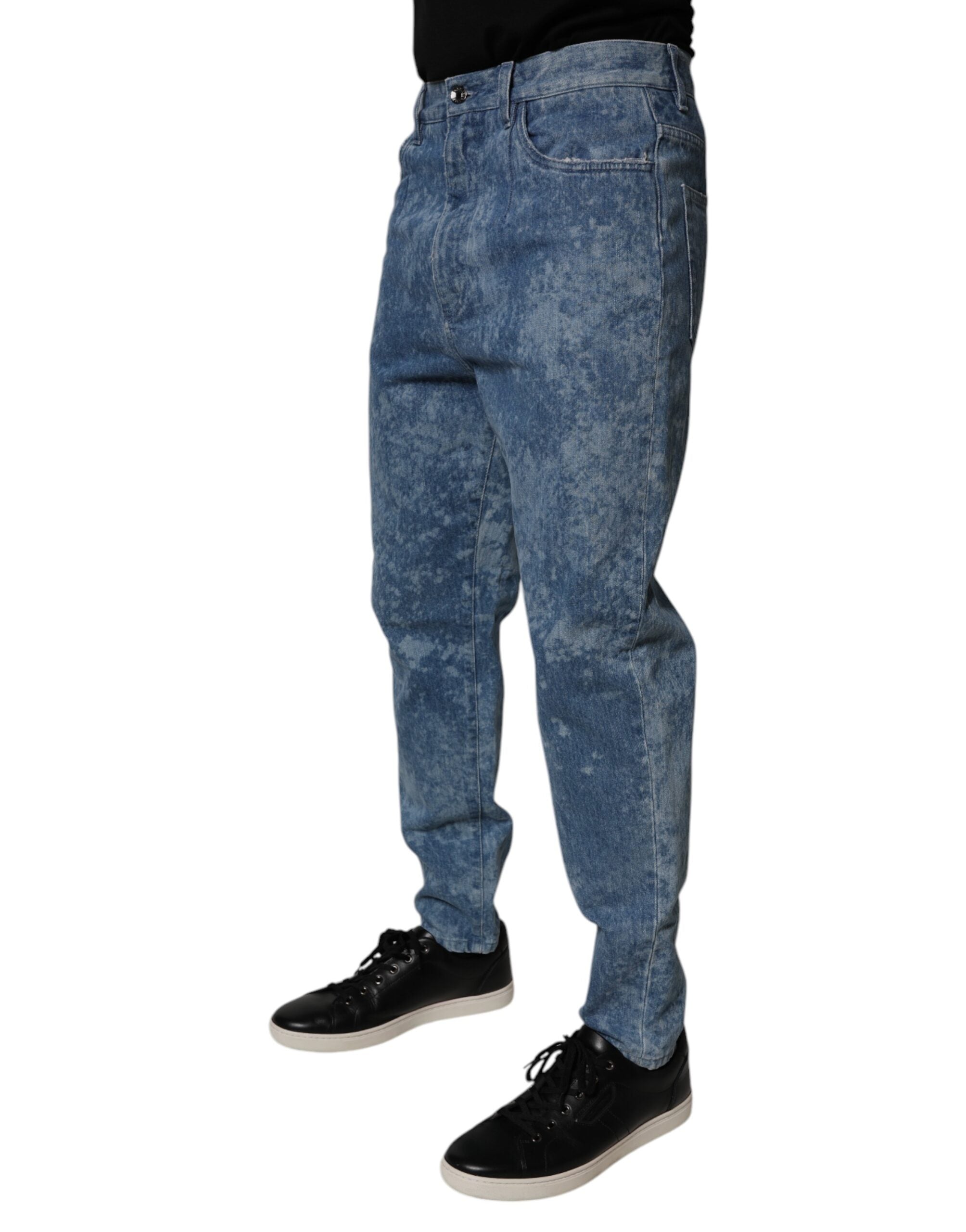 Dolce & Gabbana Blue Tie Dye Cotton Skinny Men Denim Men's Jeans