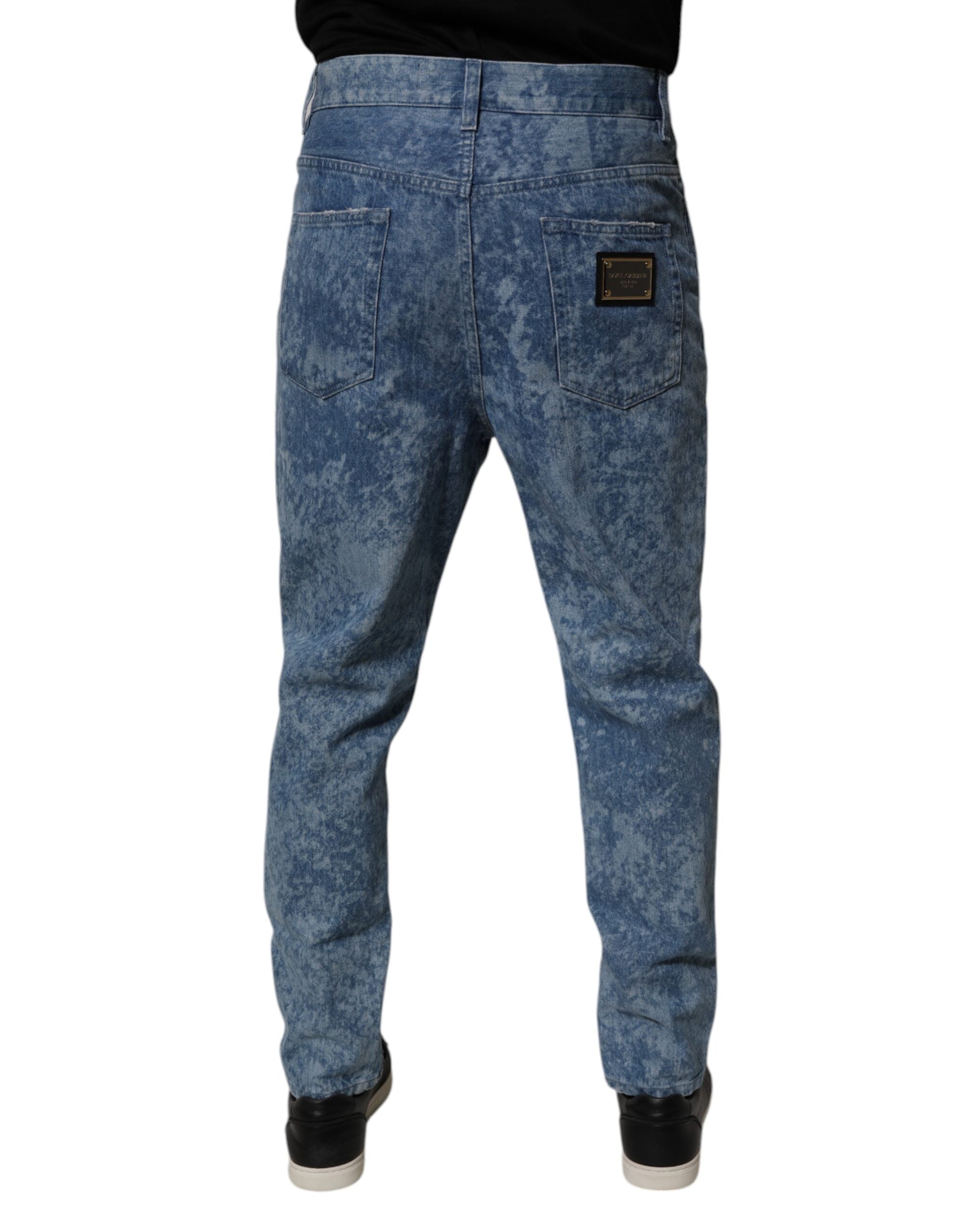 Dolce & Gabbana Blue Tie Dye Cotton Skinny Men Denim Men's Jeans