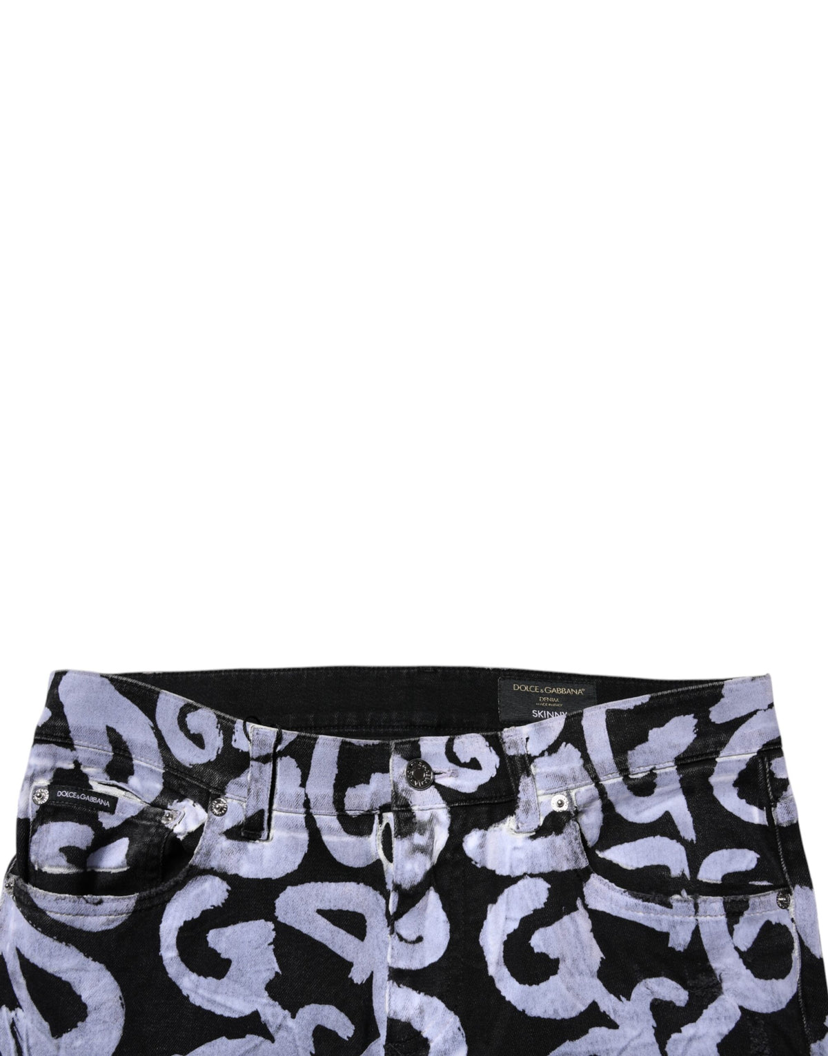 Dolce & Gabbana Black Logo Monogram Cotton Skinny Denim Men's Jeans