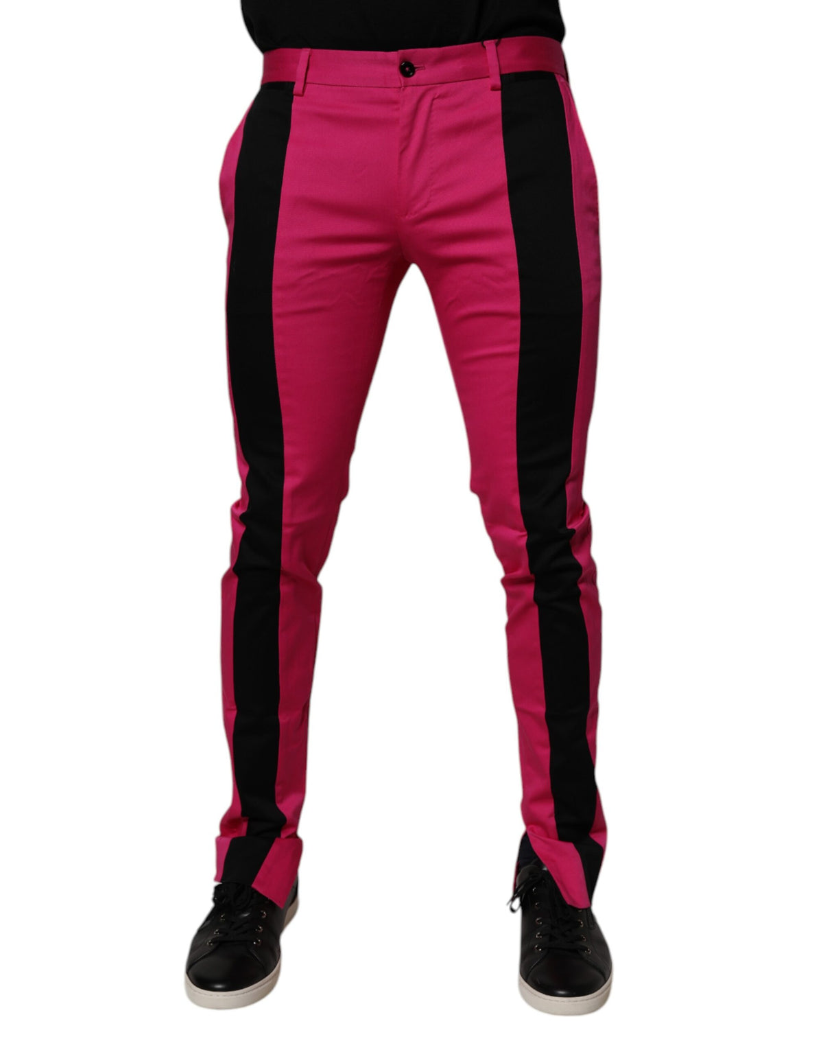 Dolce & Gabbana Pink Black Stripe Slim Fit Men Dress Men's Pants