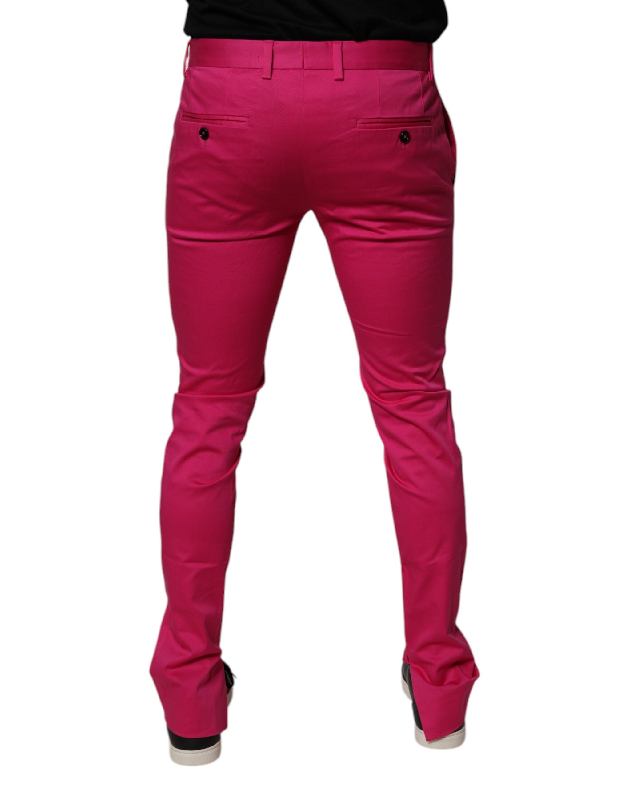 Dolce & Gabbana Pink Black Stripe Slim Fit Men Dress Men's Pants