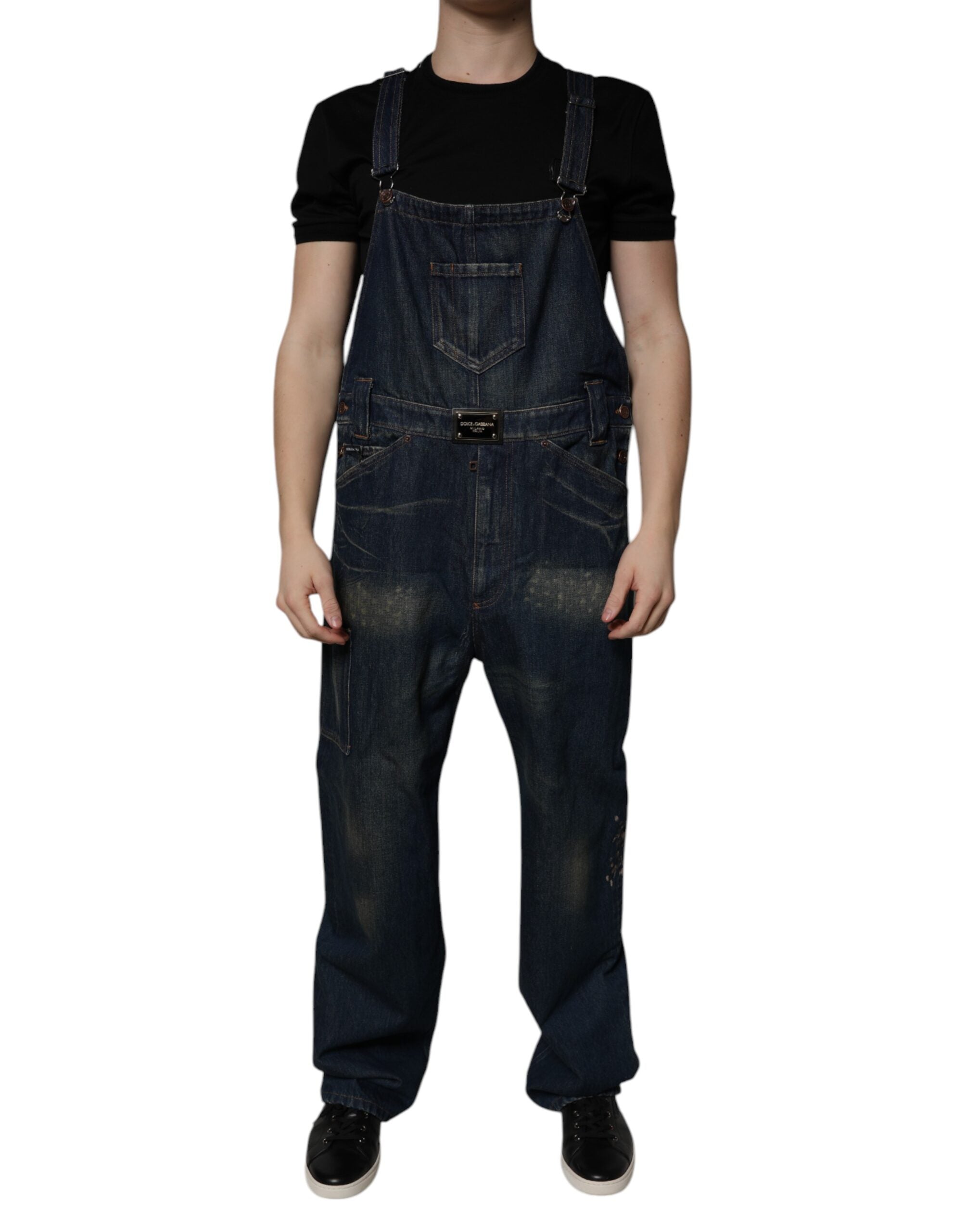 Dolce & Gabbana Dark Blue Cotton Men Jumpsuit Denim Men's Jeans