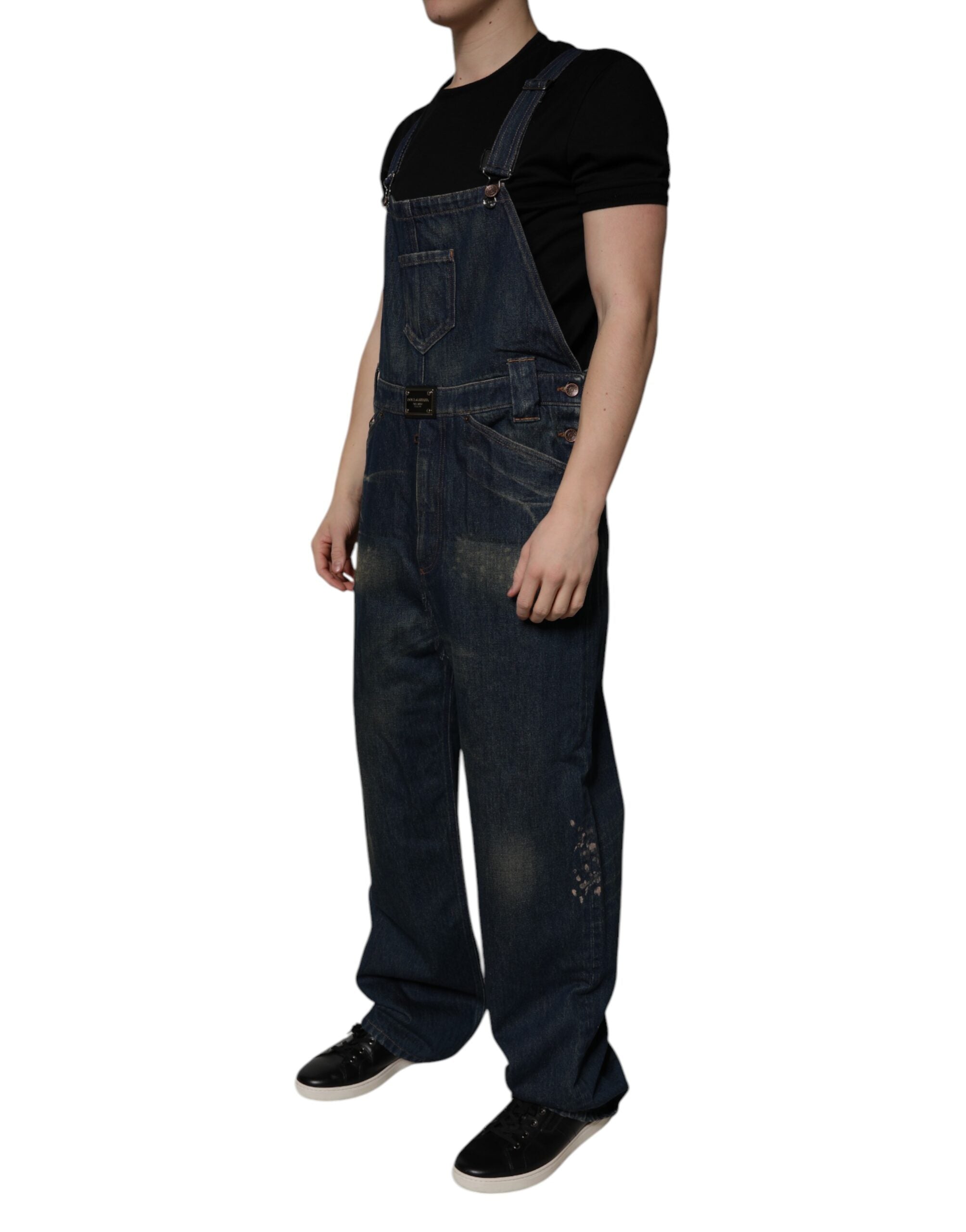 Dolce & Gabbana Dark Blue Cotton Men Jumpsuit Denim Men's Jeans