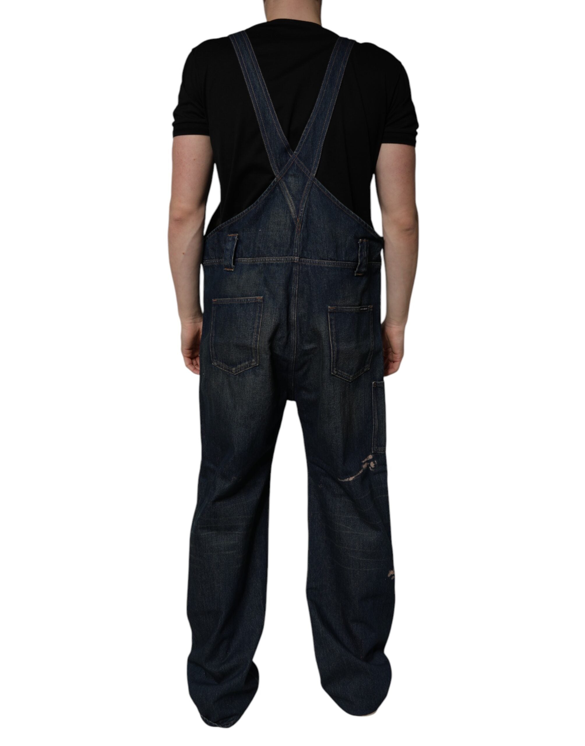 Dolce & Gabbana Dark Blue Cotton Men Jumpsuit Denim Men's Jeans