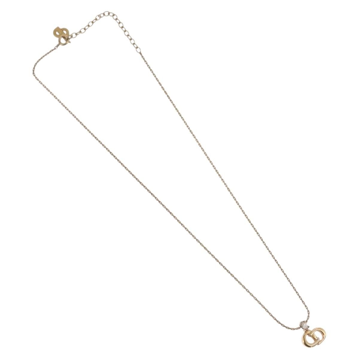 Christian Dior Cd Pendant Metal And Crystals Gold Metal Necklace Jewelry (Pre-Owned)