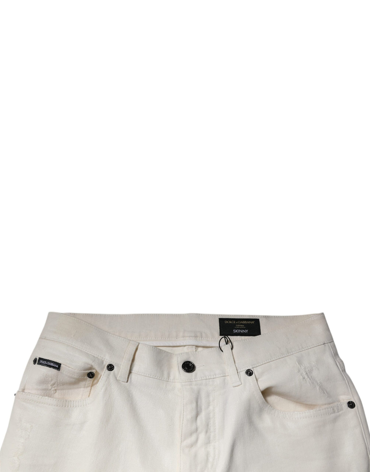 Dolce & Gabbana Off White Cotton Stretch Skinny Denim Men's Jeans (Pre-Owned)