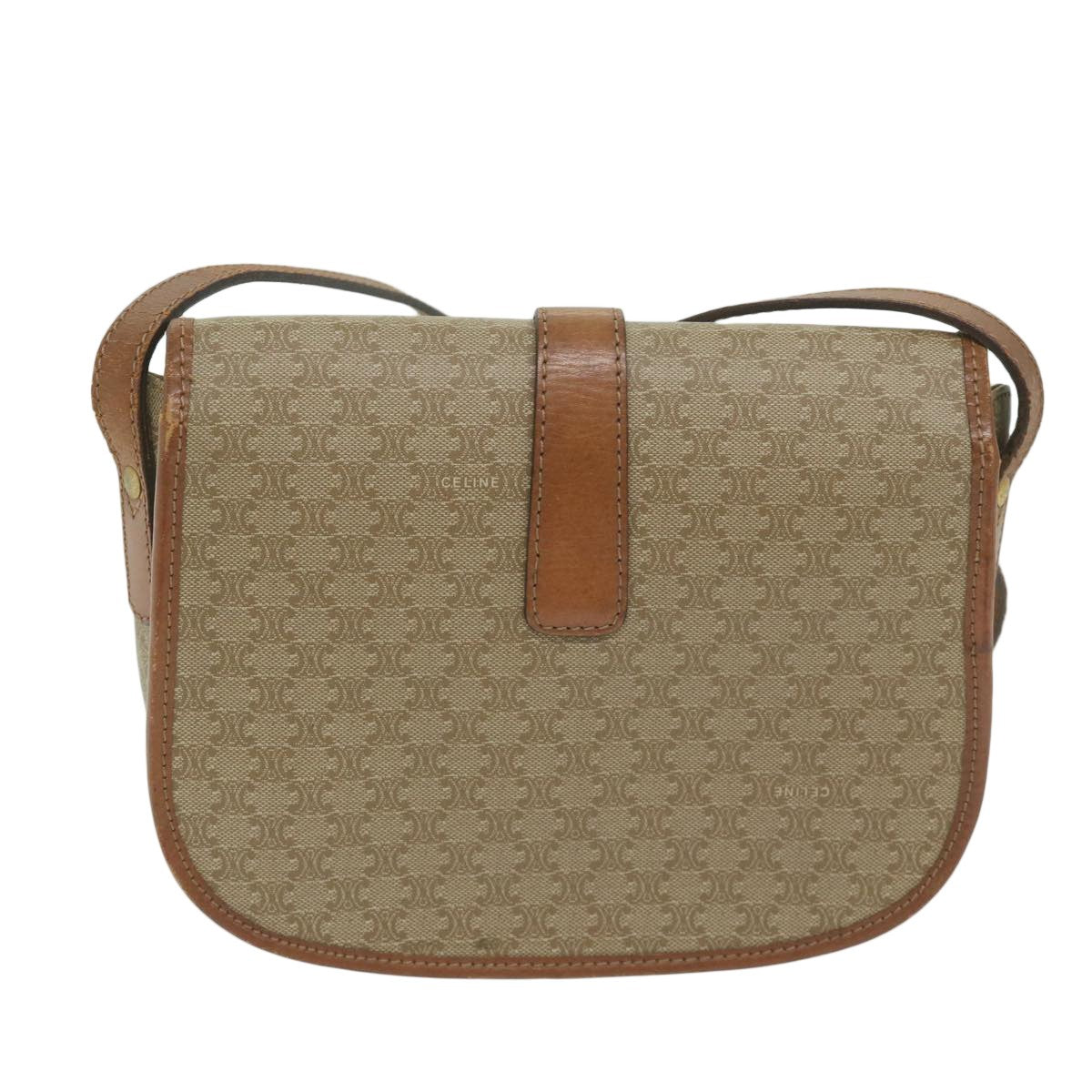 Celine Vintage Macadam Canvas And Leather Beige Canvas Shoulder Bag Bag (Pre-Owned)