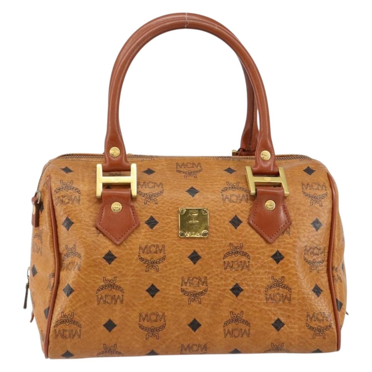 MCM Visetos Logogramme Leather Brown Leather Handbag (Pre-Owned)