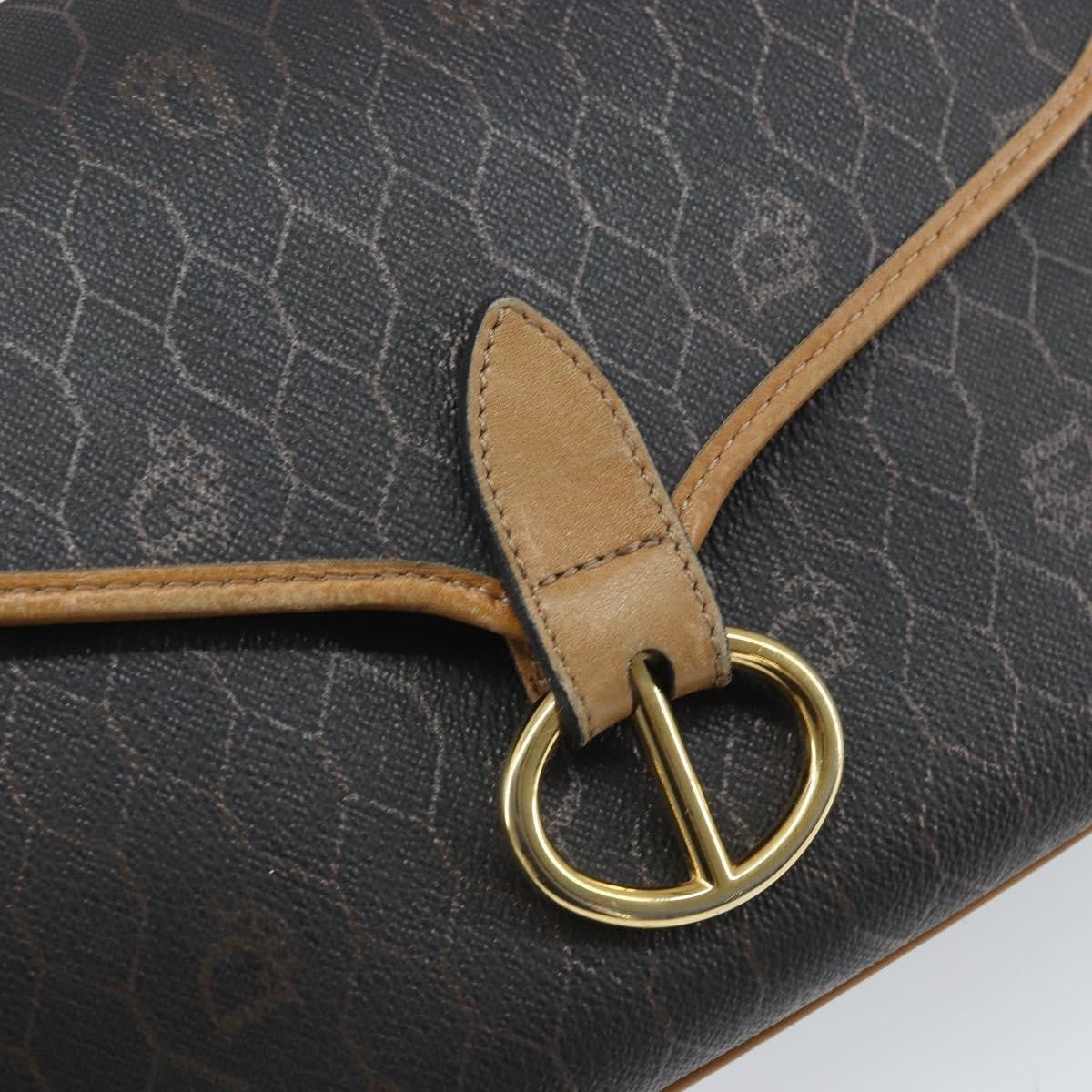Christian Dior Vintage Honeycomb Canvas And Leather Black Canvas Shoulder Bag Bag (Pre-Owned)