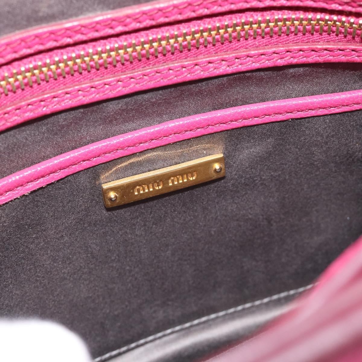 Miu Miu Madras Convertible Lock Leather Pink Leather Tote Bag Bag (Pre-Owned)