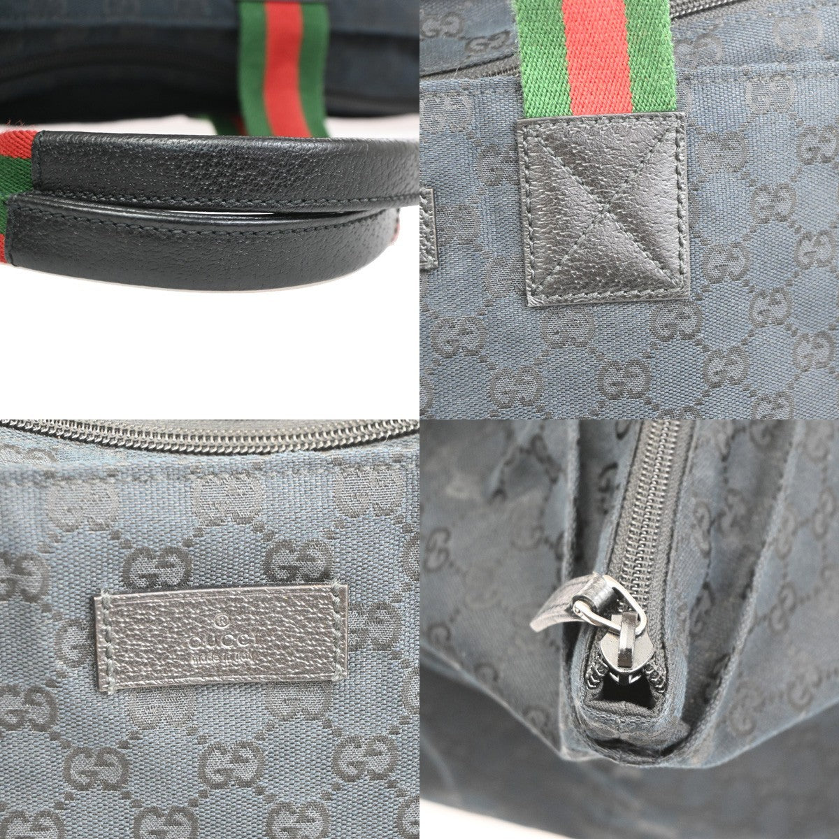 Gucci Web Zip Gg Canvas Black Canvas Tote Bag Bag (Pre-Owned)