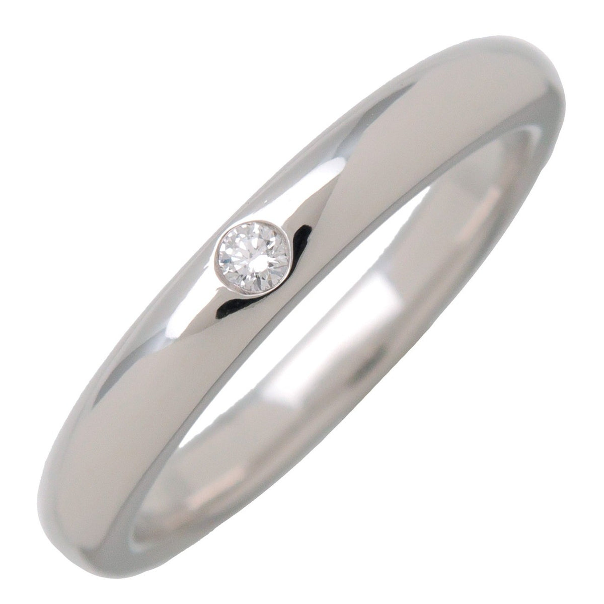 Tiffany & Co. Elsa Peretti 1 Diamond Stacking Band 18K Rose Gold With Diamond Silver Platinum Ring Jewelry (Pre-Owned)