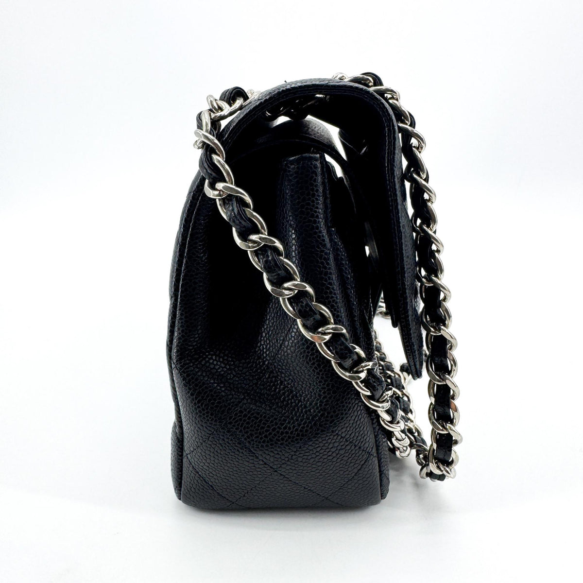 Chanel Classic Single Flap Bag Quilted Lambskin Black Calfskin Shoulder Bag Bag (Pre-Owned)