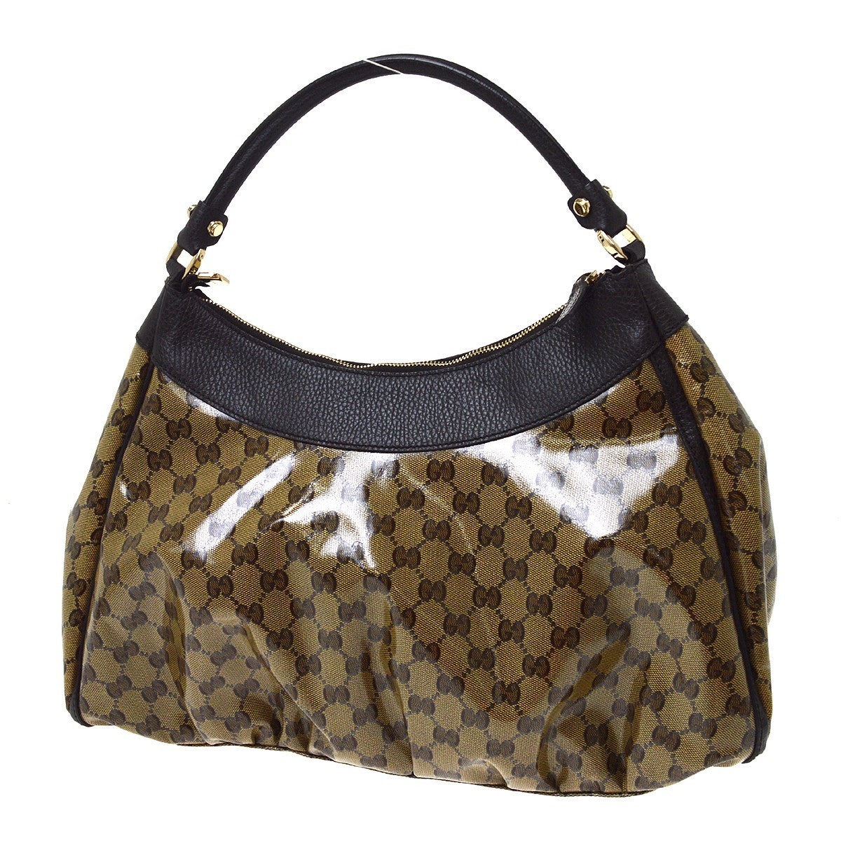 Gucci D Ring Hobo Patent Beige Pvc Handbag (Pre-Owned)