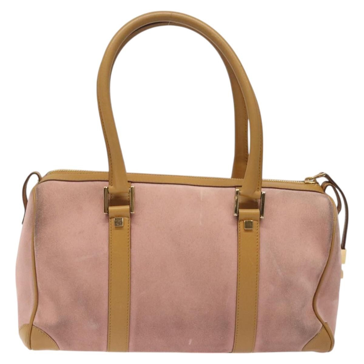 Gucci Vintage Canvas Pink Suede Handbag (Pre-Owned)