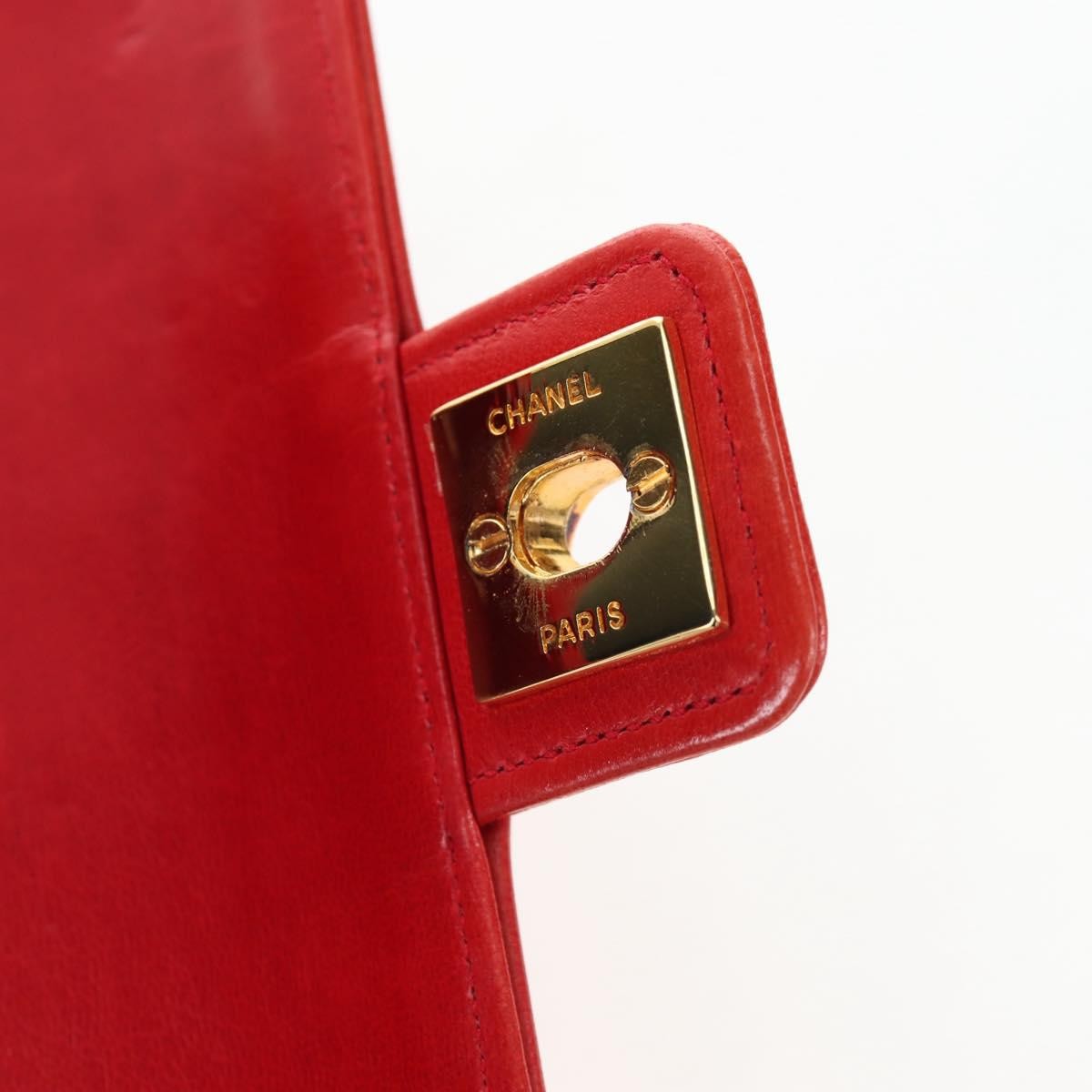 Chanel Vintage Mademoiselle Top Handle Flap Quilted Leather Red Leather Handbag (Pre-Owned)