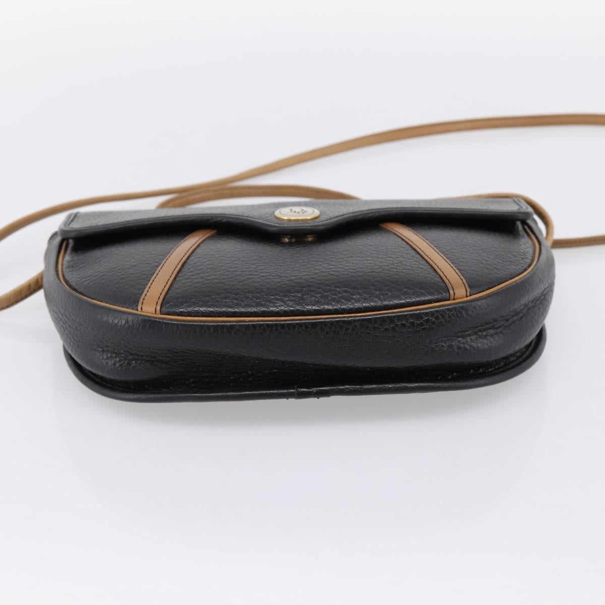 Christian Dior Vintage Flap Canvas Black Leather Shoulder Bag Bag (Pre-Owned)