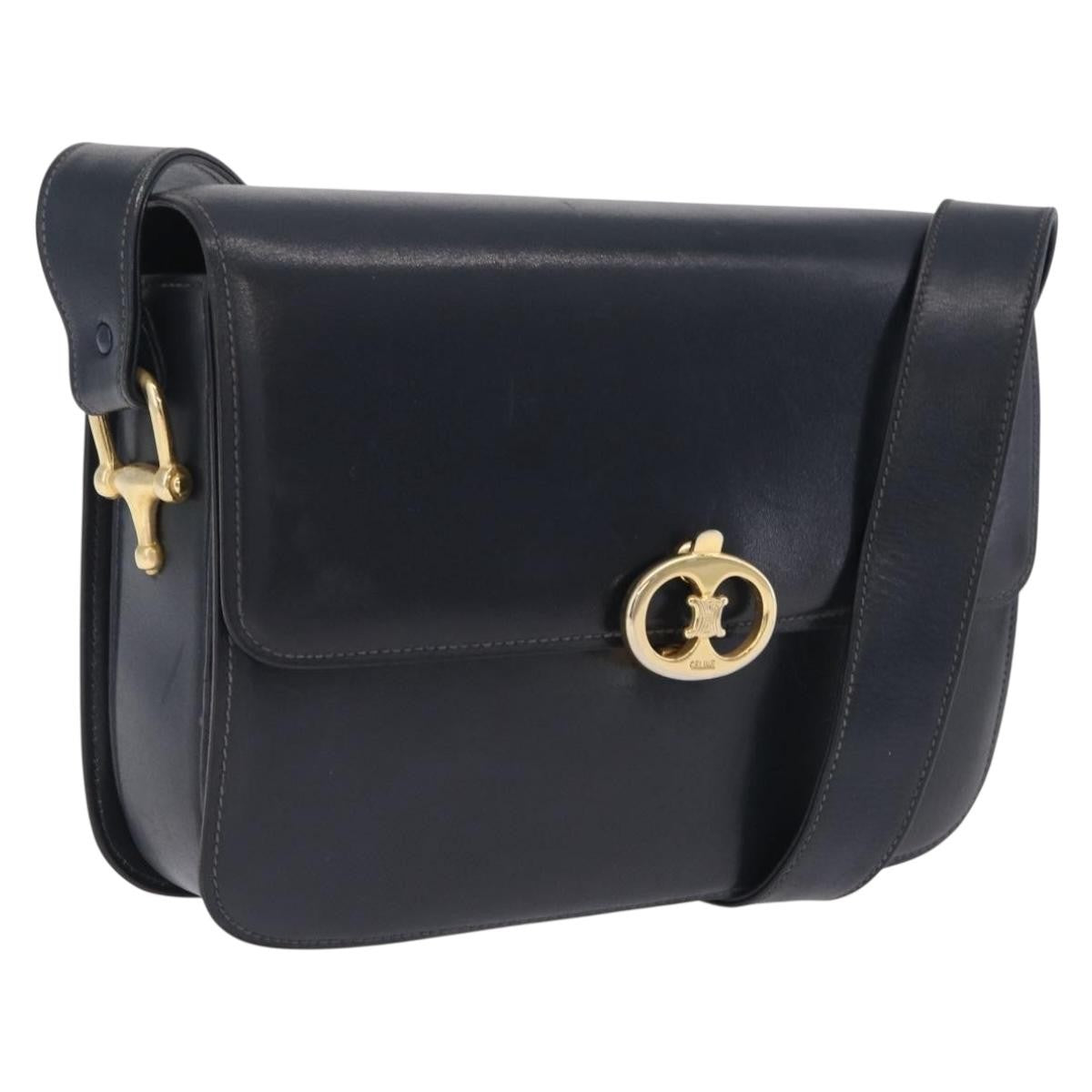 Celine Shoulder Leather Navy Leather Shoulder Bag Bag (Pre-Owned)