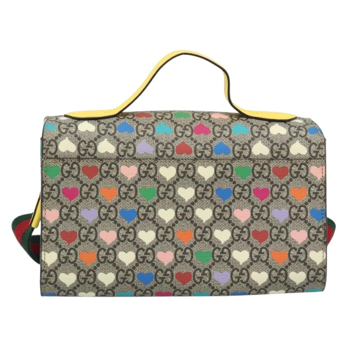 Gucci Children's Top Handle Flap Printed Gg Coated Canvas Beige Canvas Handbag (Pre-Owned)