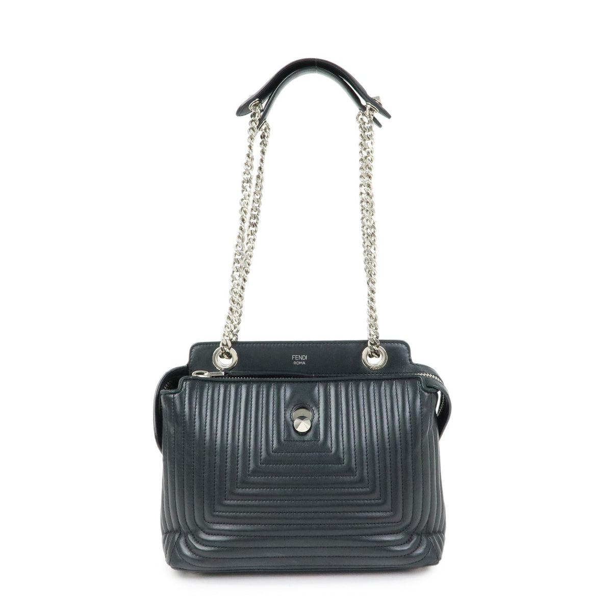 Fendi Dotcom Click Quilted Leather Black Leather Shoulder Bag Bag (Pre-Owned)