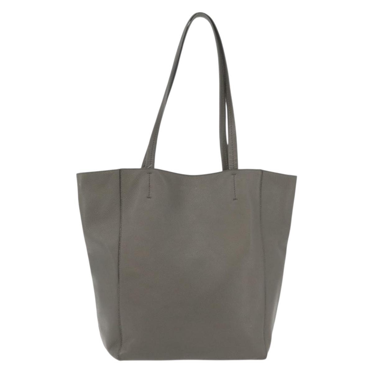 Celine Phantom Cabas Tote Leather Gray Leather Tote Bag Bag (Pre-Owned)