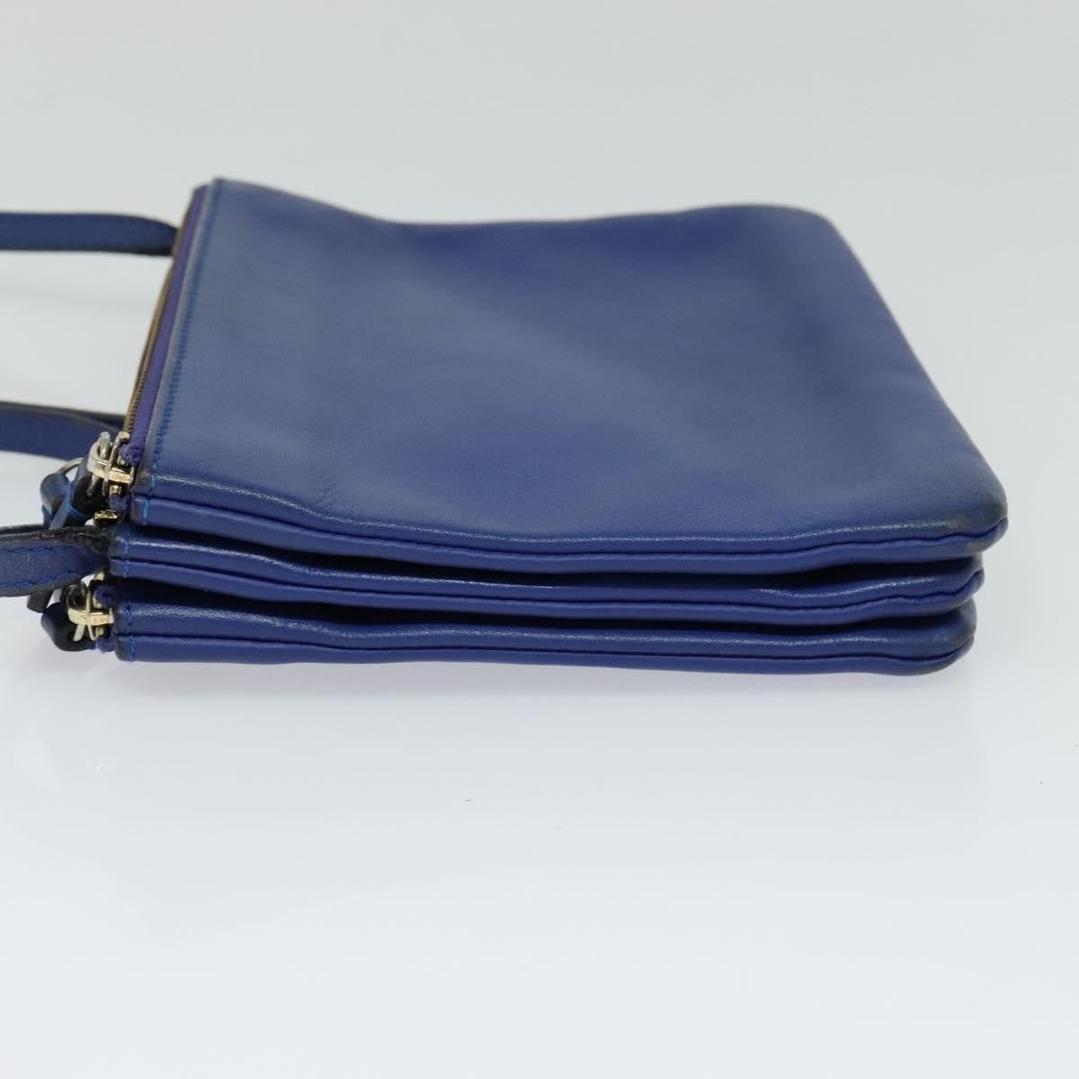 Celine Trio Leather Blue Leather Shoulder Bag Bag (Pre-Owned)