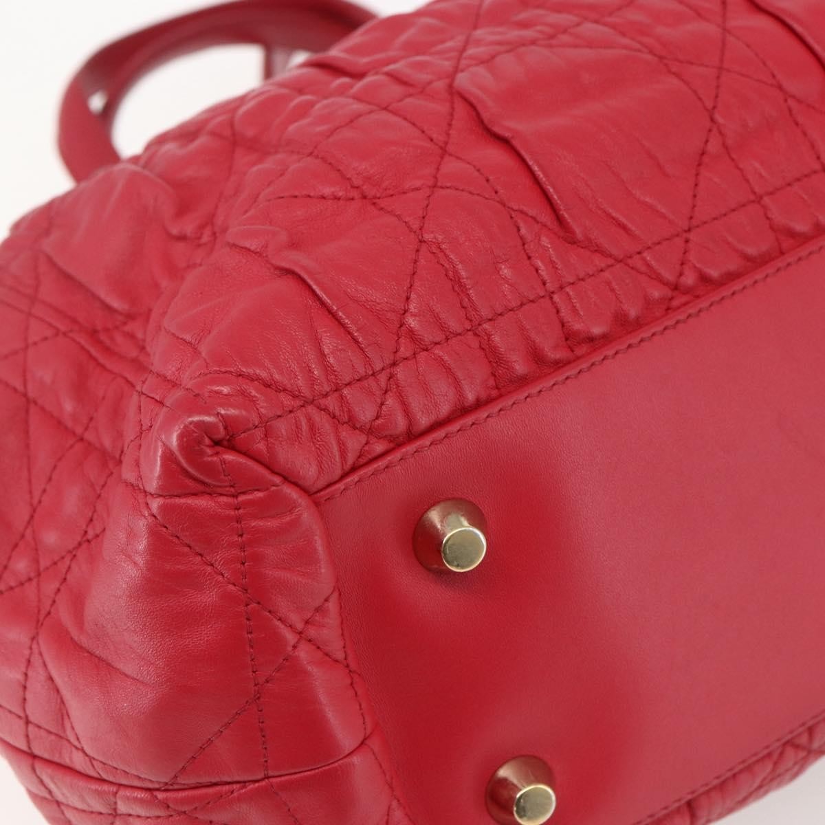 Christian Dior Delices Cannage Quilt Leather Red Leather Tote Bag Bag (Pre-Owned)