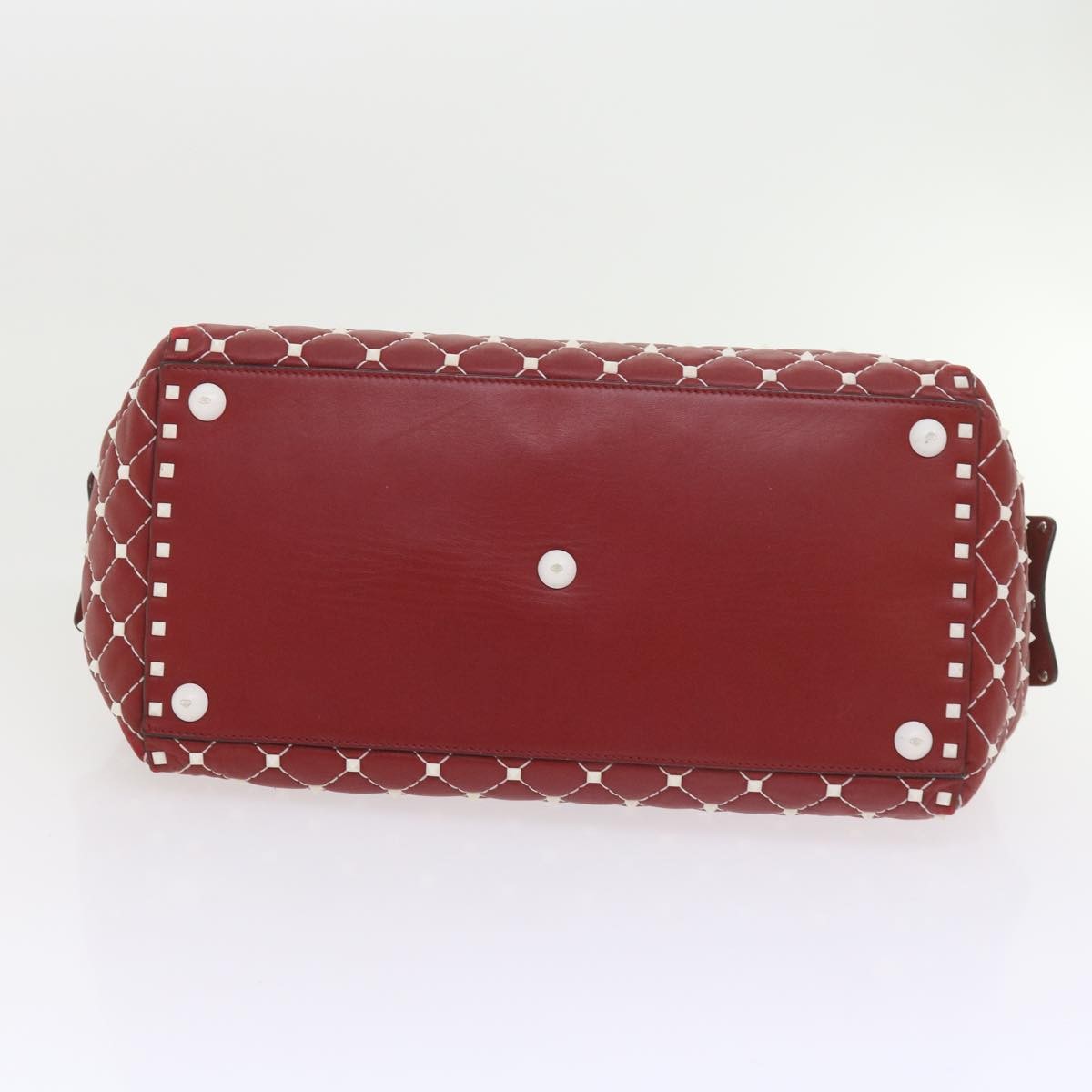 Valentino Garavani Free Rockstud Spike Duffle Quilted Leather Red Leather Shoulder Bag Bag (Pre-Owned)