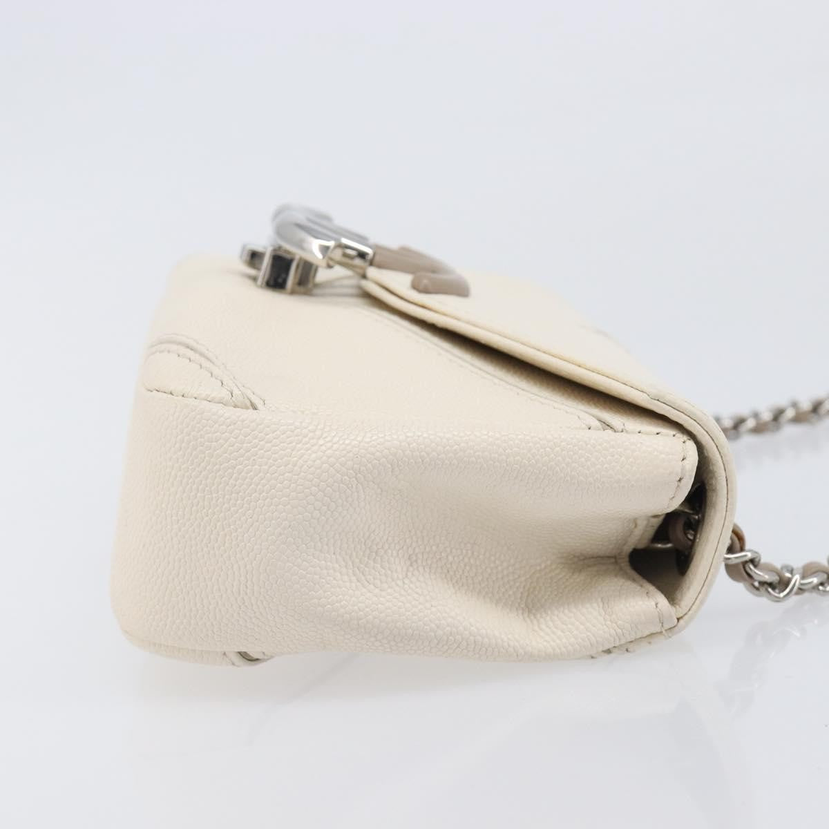 Chanel Macro Flap Chevron Caviar White Calfskin Shoulder Bag Bag (Pre-Owned)