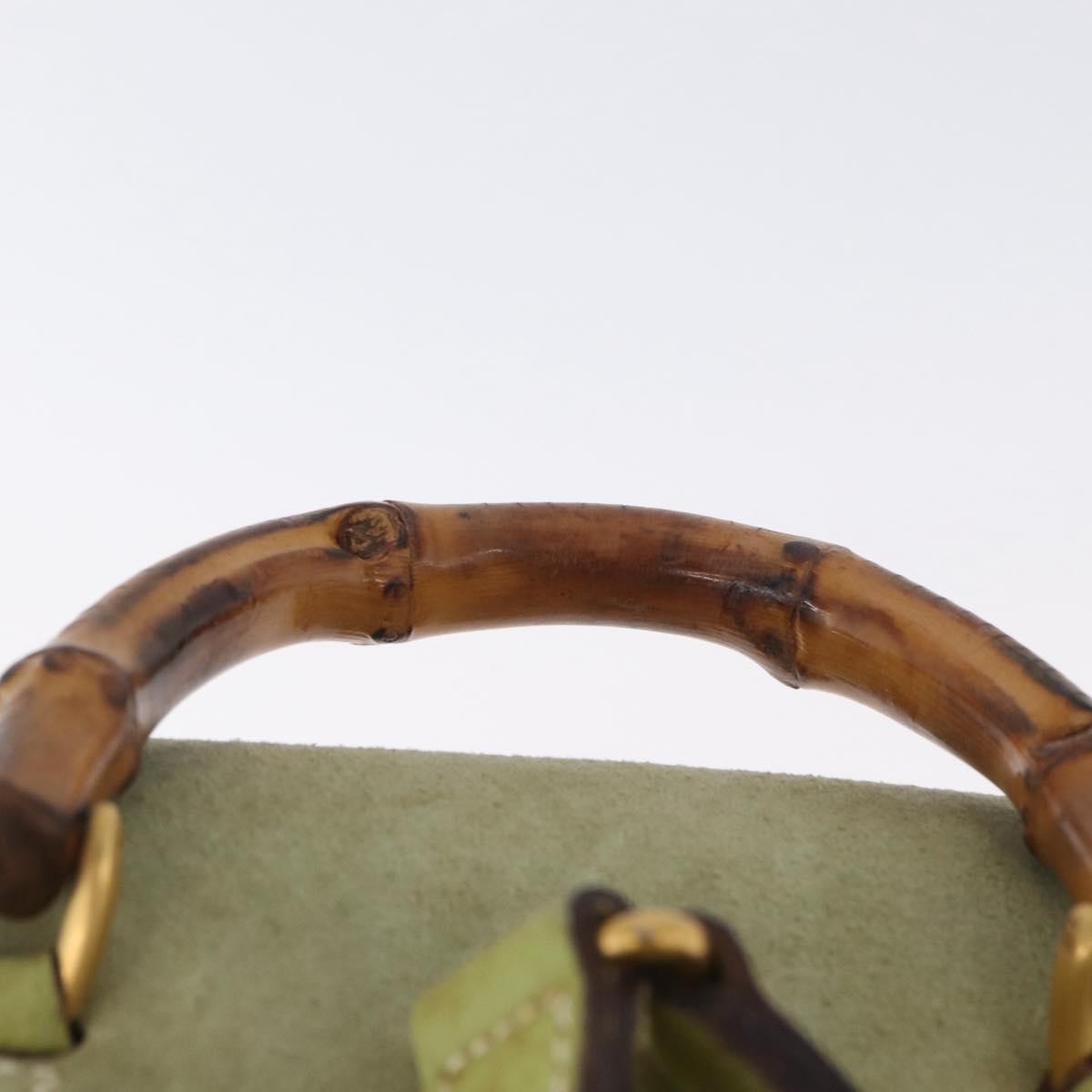 Gucci Gucci Bamboo Daim Green Suede Backpack Bag (Pre-Owned)