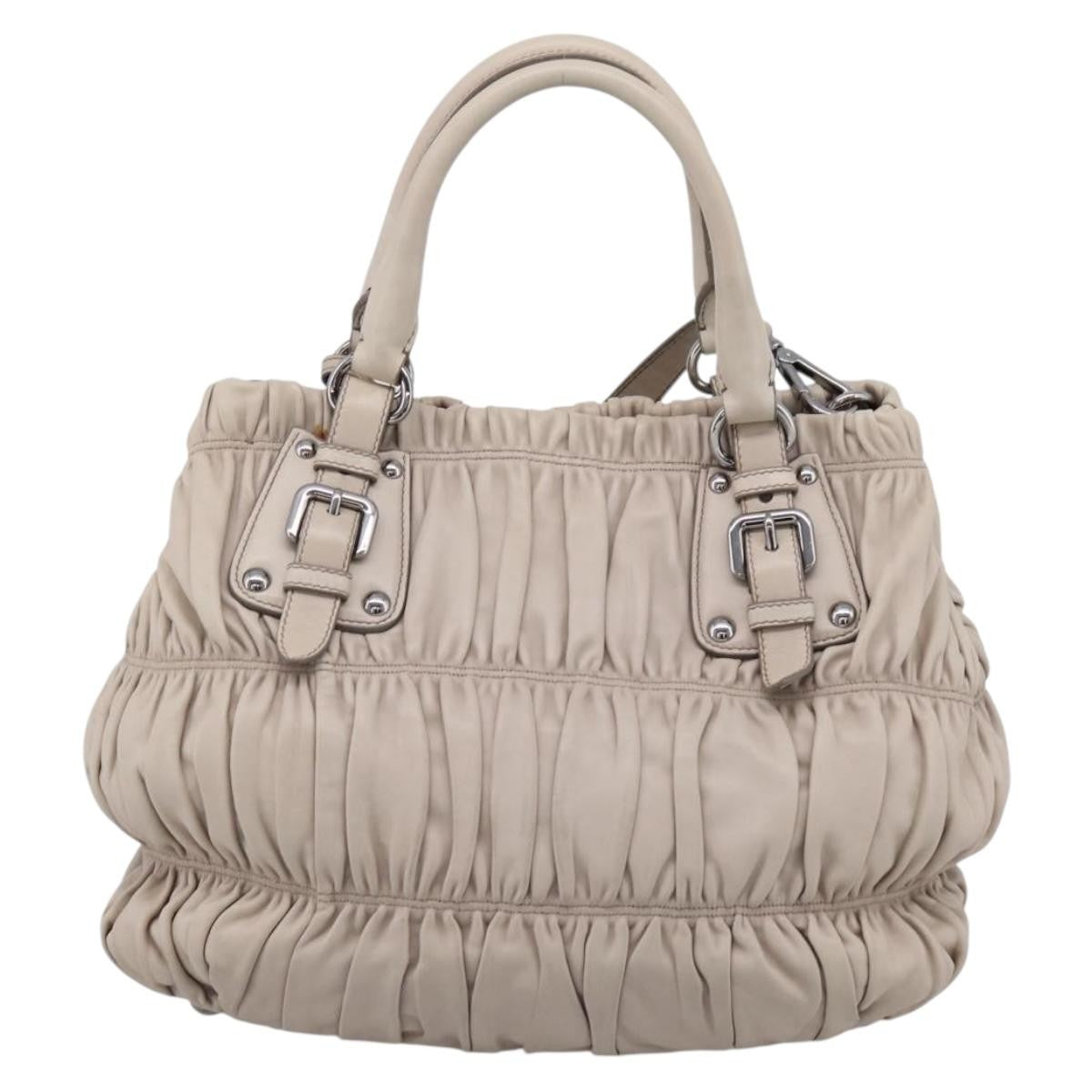 Prada Gaufre Convertible Nappa Leather Beige Leather Tote Bag Bag (Pre-Owned)