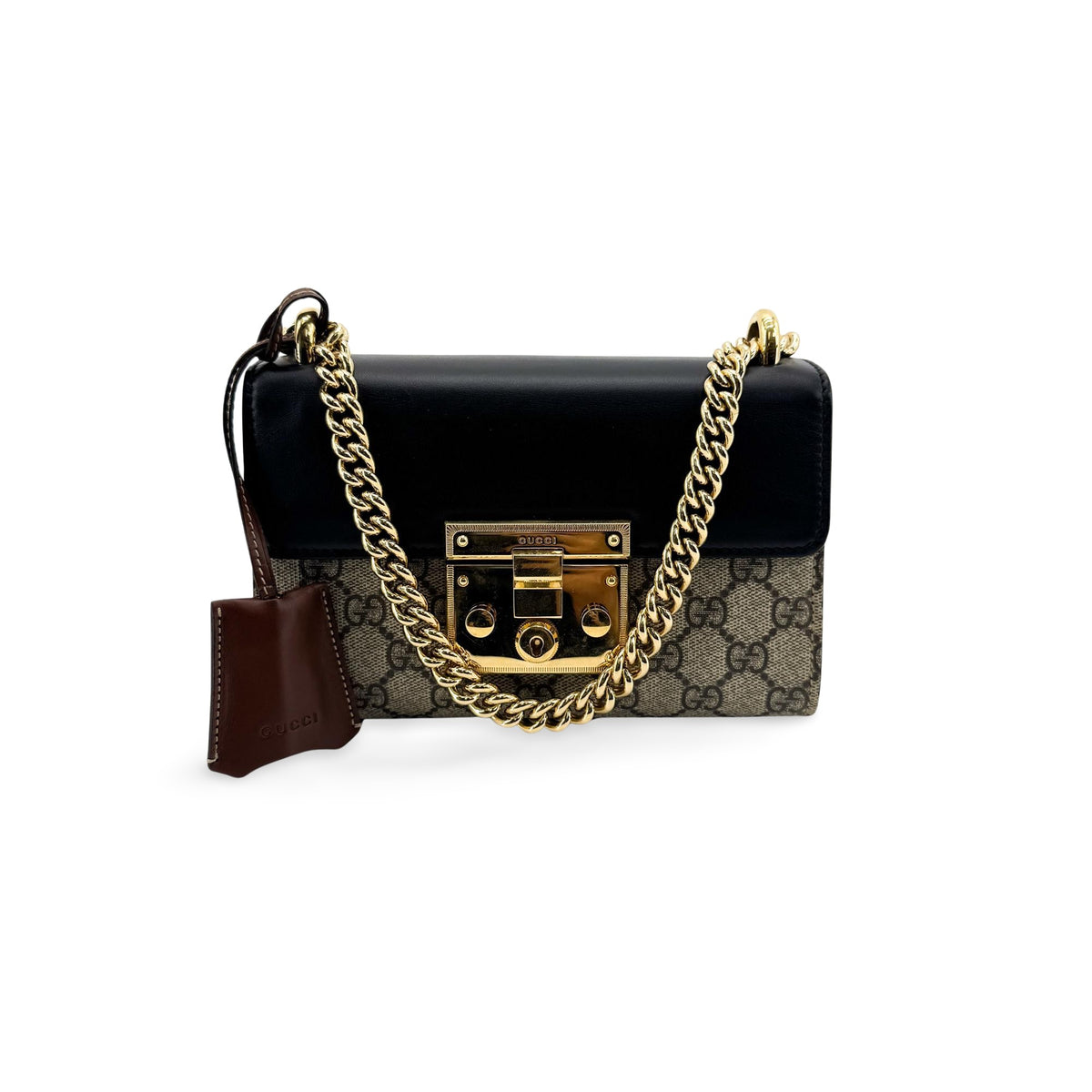 Gucci Padlock Gg Coated Canvas And Leather Brown Canvas Shoulder Bag Bag (Pre-Owned)