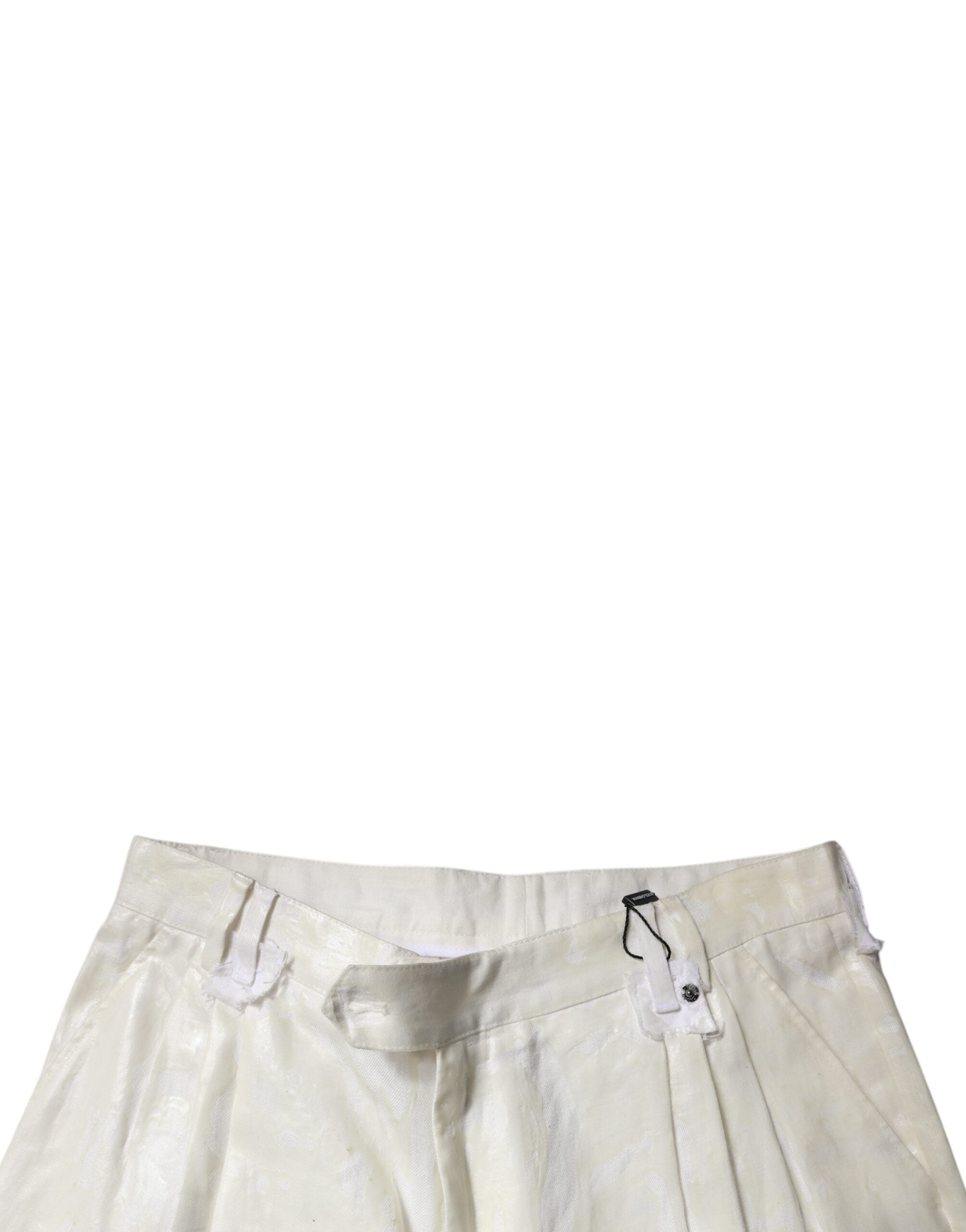 Dolce & Gabbana White Linen Mid Waist Straight Men Denim Men's Jeans